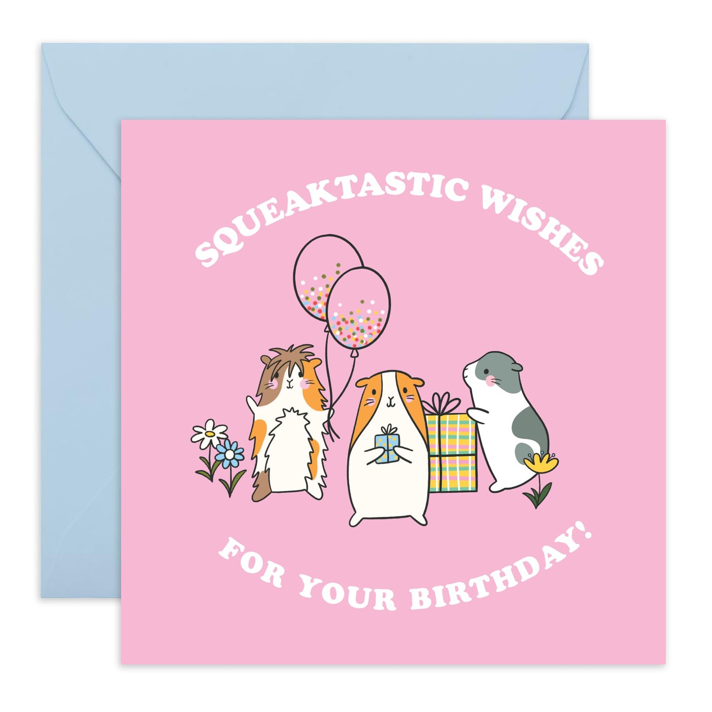 Adorable Birthday Card – 'Squeaktastic Wishes' - Cute Gifts for Friends, Bestie, Sister, Daughter, Children, Kids and Guinea Pig Lovers - Guinea Pig Design - Comes with Fun Stickers