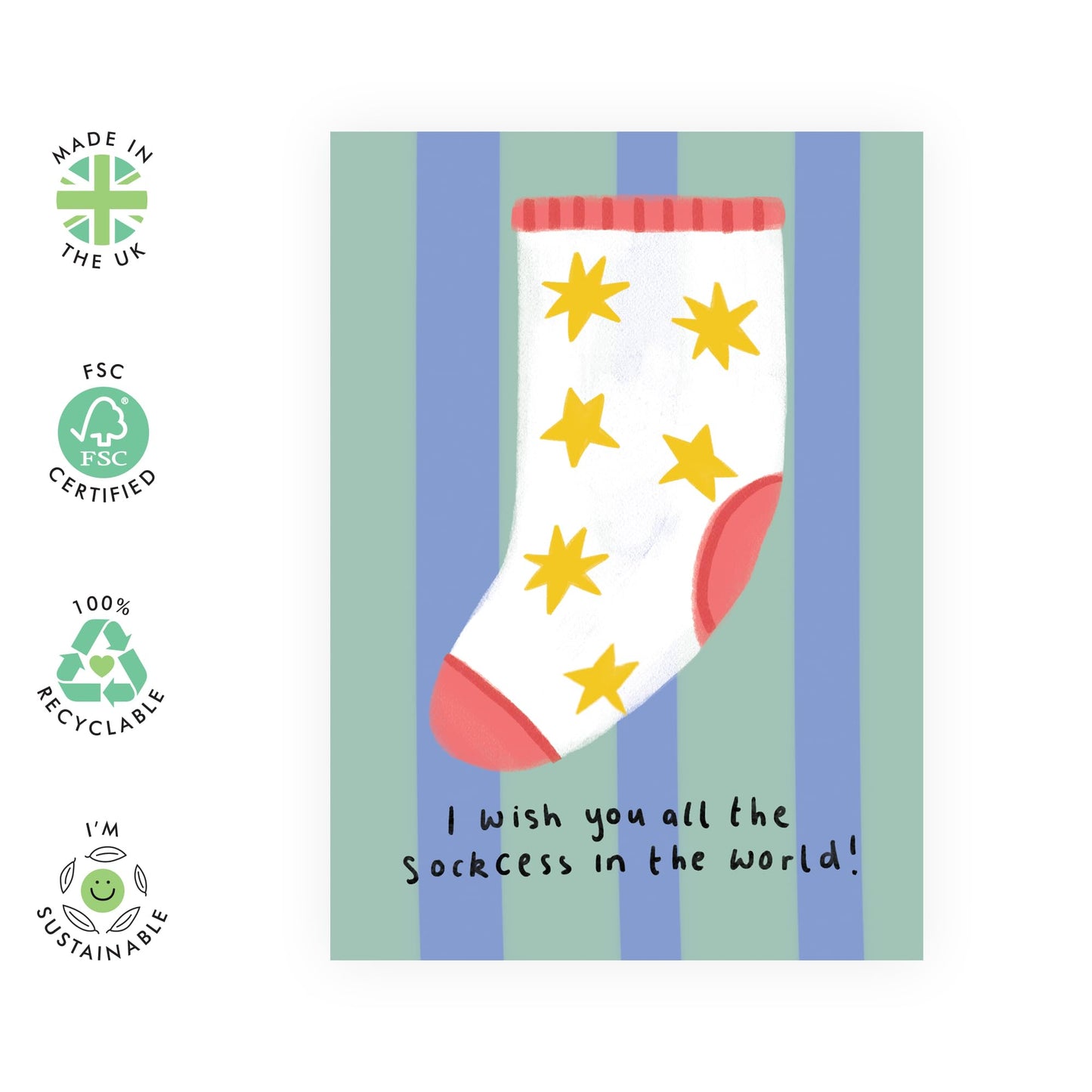Creatively Funny Greeting Card - 'Sockcess' - Gifts for Co-workers, Friends, Besties, BFF, Son, Daughter, Sister, Colleagues, Partners, Graduates, Brother, Bruv - Success - Comes with Fun Stickers