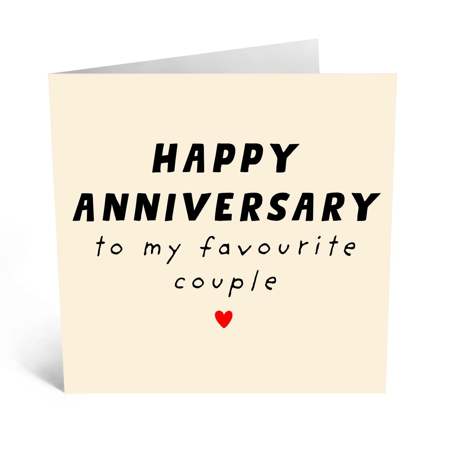Happy Anniversary Card - "To My Favourite Couple" - Elegant and Simple Greeting Card for Couples, Partner, Him, Her, Wife, Husband - Sweet Married Life - Comes with Stickers