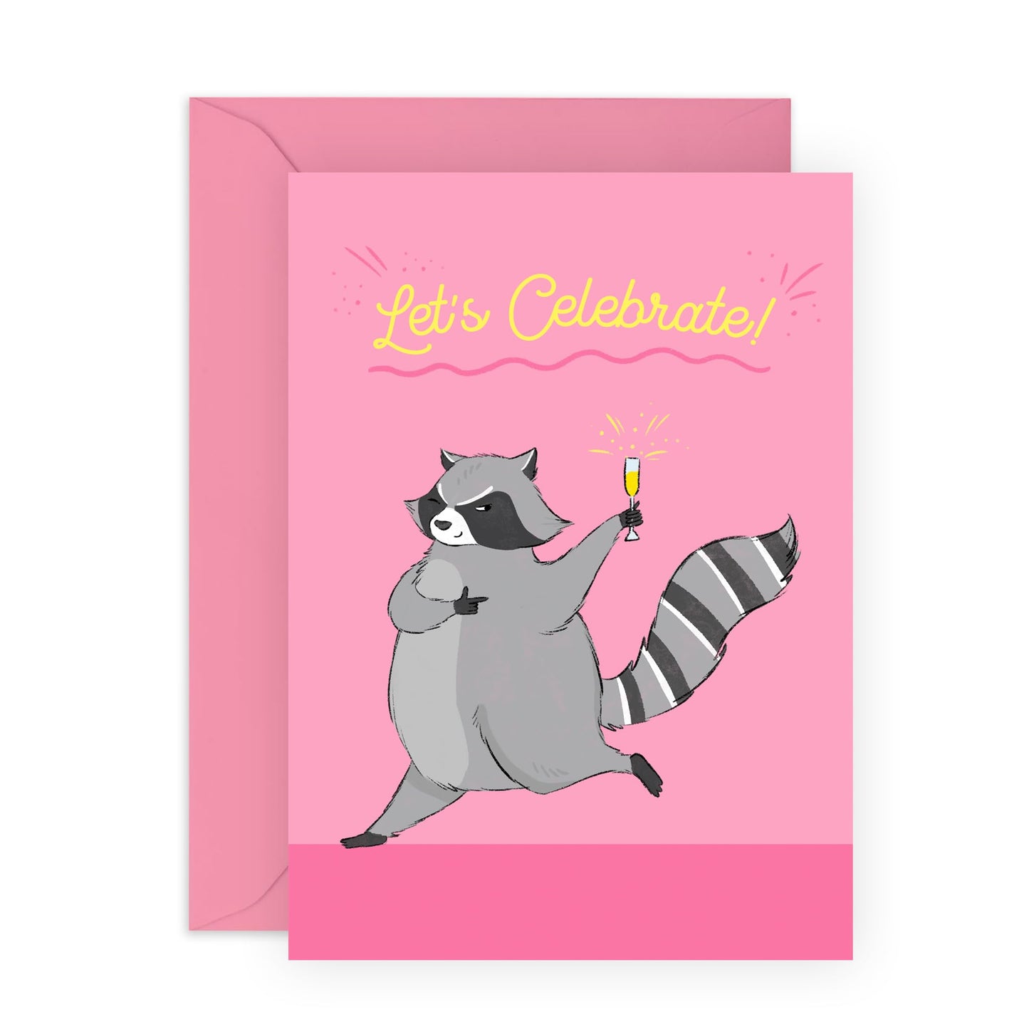 Raccoon Birthday Card For Men Women - Let's Celebrate! - Congratulations Well Done Card For Him Her - Funny Greeting Cards For Friends - Comes With Cute Stickers By Central 23