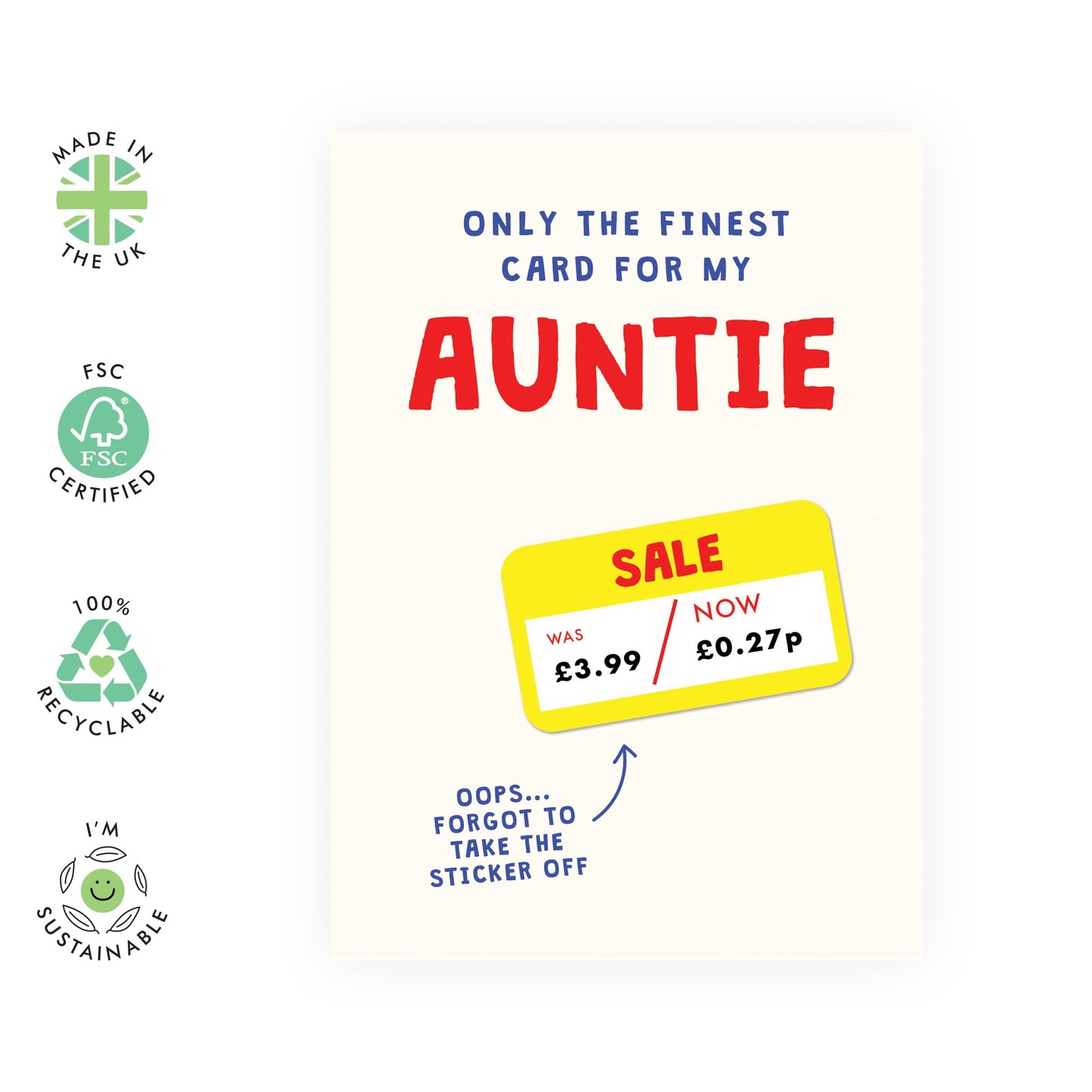 Auntie Birthday Card - Auntie Yellow Sticker - Hilarious Birthday Card For Aunt - Pretty Greeting Cards For Women - Gifts For Female - Gifts For Women Her - Comes With Fun Stickers - By Central 23