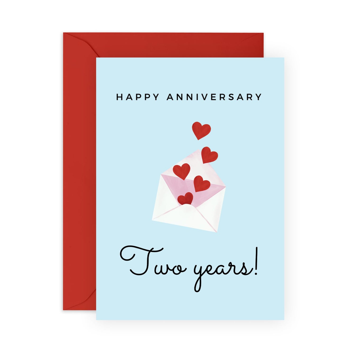 2nd Anniversary Card for Her or Him - 'Two Years Love' - Gifts for Girlfriend, Boyfriend, Husband, Wife, Spouse, Babe, Lovebug, Darling, Hun, Other Half - 2 Year of Us - Comes with Fun Stickers