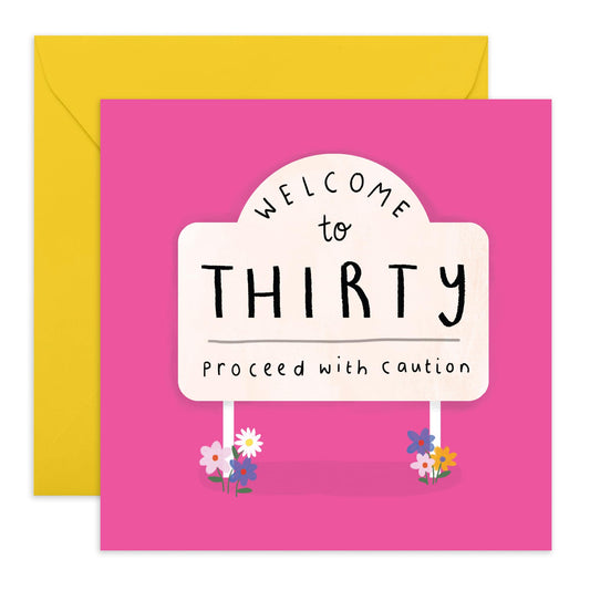 Funny 30th Birthday Card - 'Welcome to 30' - Presents for Friend, Best Buddies, Mate, Colleagues, Bestie, Neighbours, Family, Relative, Cousin - Be Aware - Comes with Fun Stickers