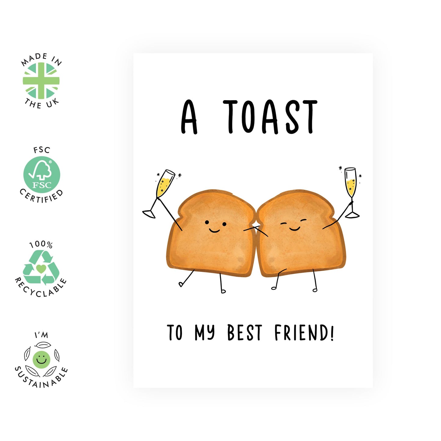 Cool Greeting Card - 'TOAST TO MY BESTIE' - Perfect for Celebrating a Special Friendship with a Cheerful Touch - Ideal for Best Friends, BFFs, Besties, Friends - Comes with Stickers By Central 23