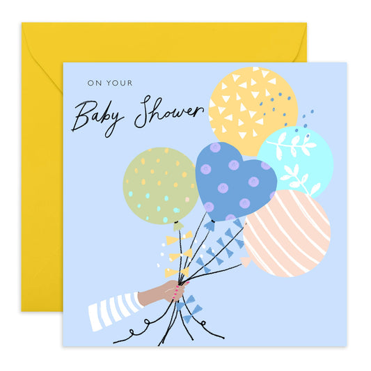 New Baby Boy Card - On Your Baby Shower - Balloons Blue Greeting Cards For New Parents - Well Done Card - Congrats Newborn Baby - Comes With Stickers - By Central 23