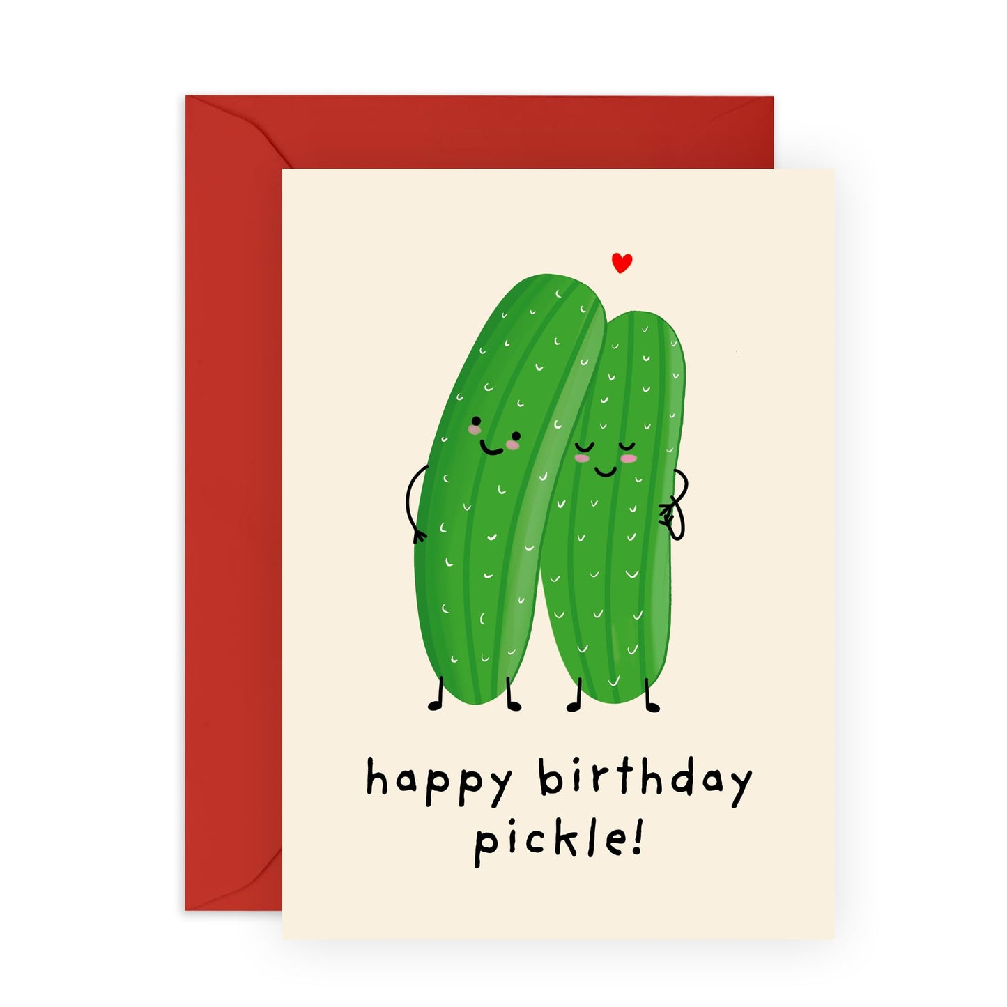 Sweet Birthday Card - HBD Pickle - Cute Pun Greeting Card for Him, Her, Wife, Husband, Partner, Boyfriend, Girlfriend, Babe, Men, Women, Hun, Other Half - Comes with Fun Stickers