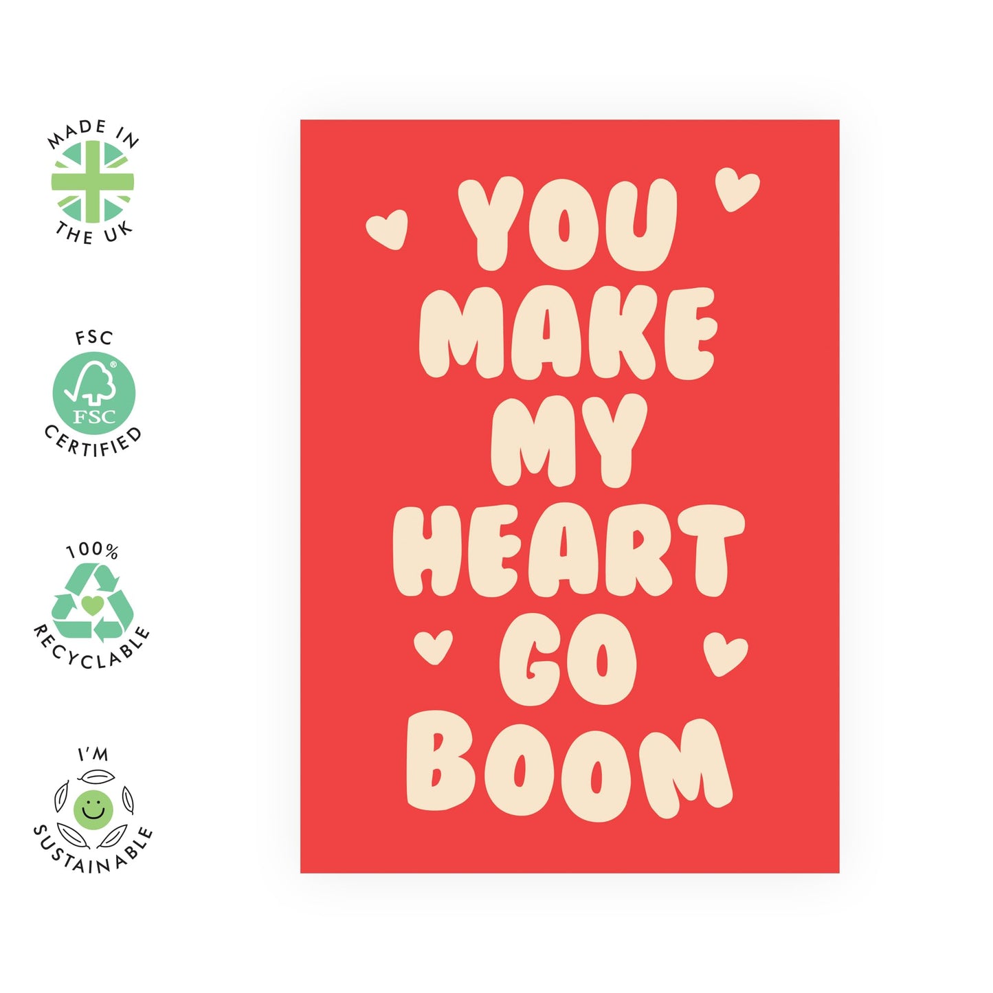 Love Cards For Her Him - You Make My Heart Go Boom - Valentines Day Cards For Husband Wife Boyfriend Girlfriend - Anniversary Cards For Couples - Cheesy Gifts - Comes With Stickers By Central 23