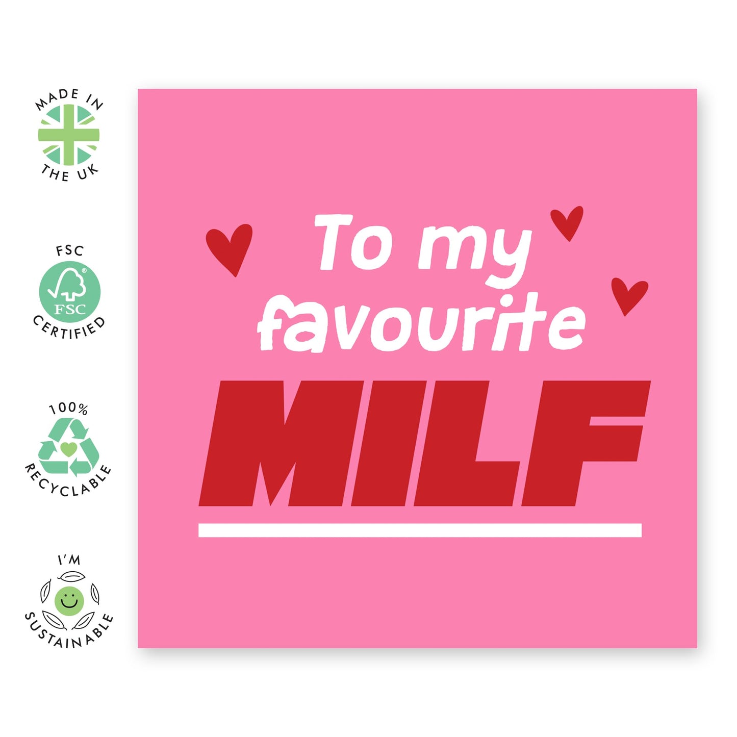Wife Birthday Card - Favourite M*lf - Naughty Anniversary Card For Her - Funny Birthday Cards For Women - Valentines Card Wife - Comes With Stickers - By Central 23