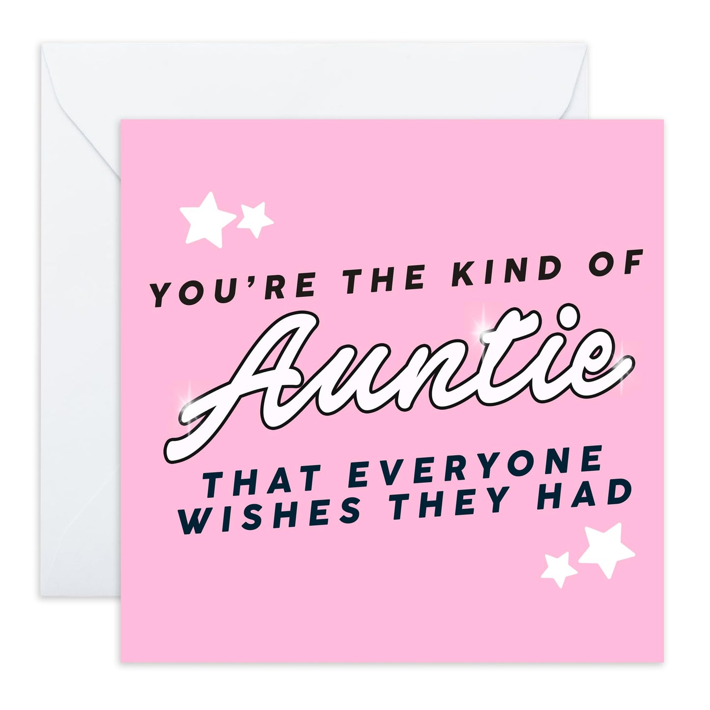 Appreciation Greeting Card - 'Auntie Everyone Wishes' - Sweet Message for Auntie, Her, Family, Relatives - No.1 Auntie - Comes with Fun Stickers