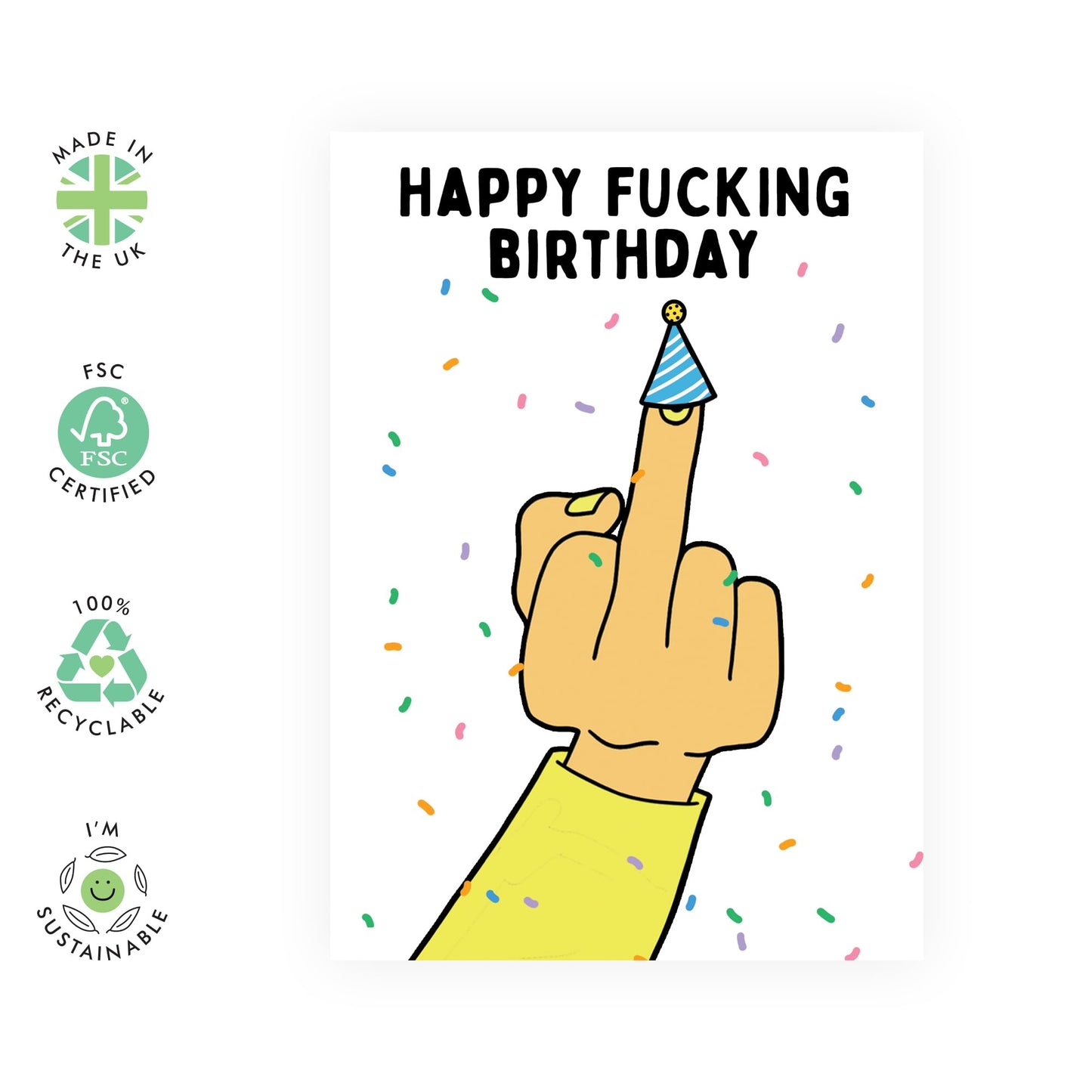 Hand Signal Birthday Card - 'F-ing Birthday' - Gift for Him, Her, Best Friend, Buddy, Mate, Colleagues, Coworkers, Classmate - This is for you - Comes with Fun Stickers