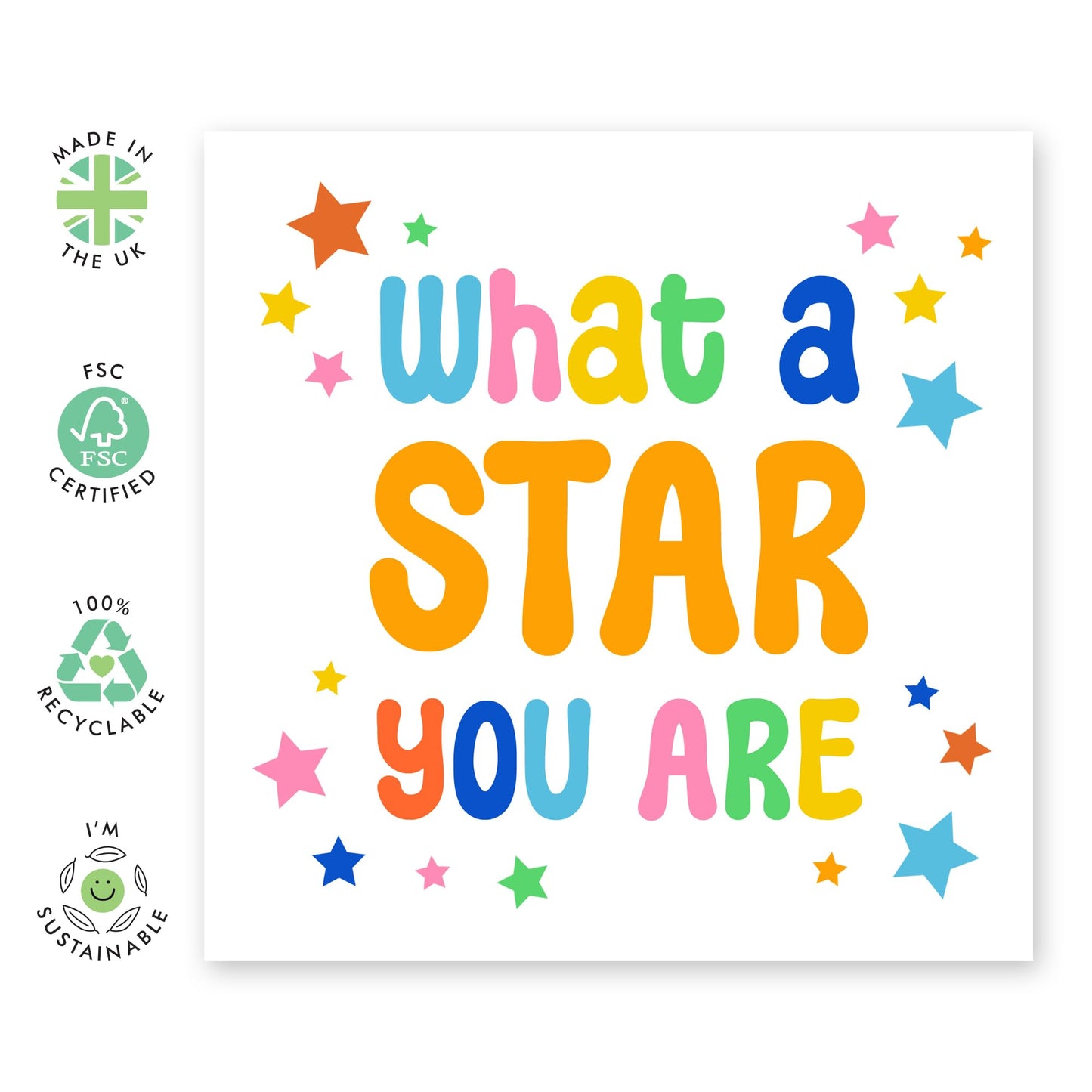 Birthday Cards For Brother Sister - What A Star You Are Rainbow - Birthday Cards For Her Him - Greeting Cards For Male Female - Best Friend Birthday Card - Comes With Fun Stickers By Central 23