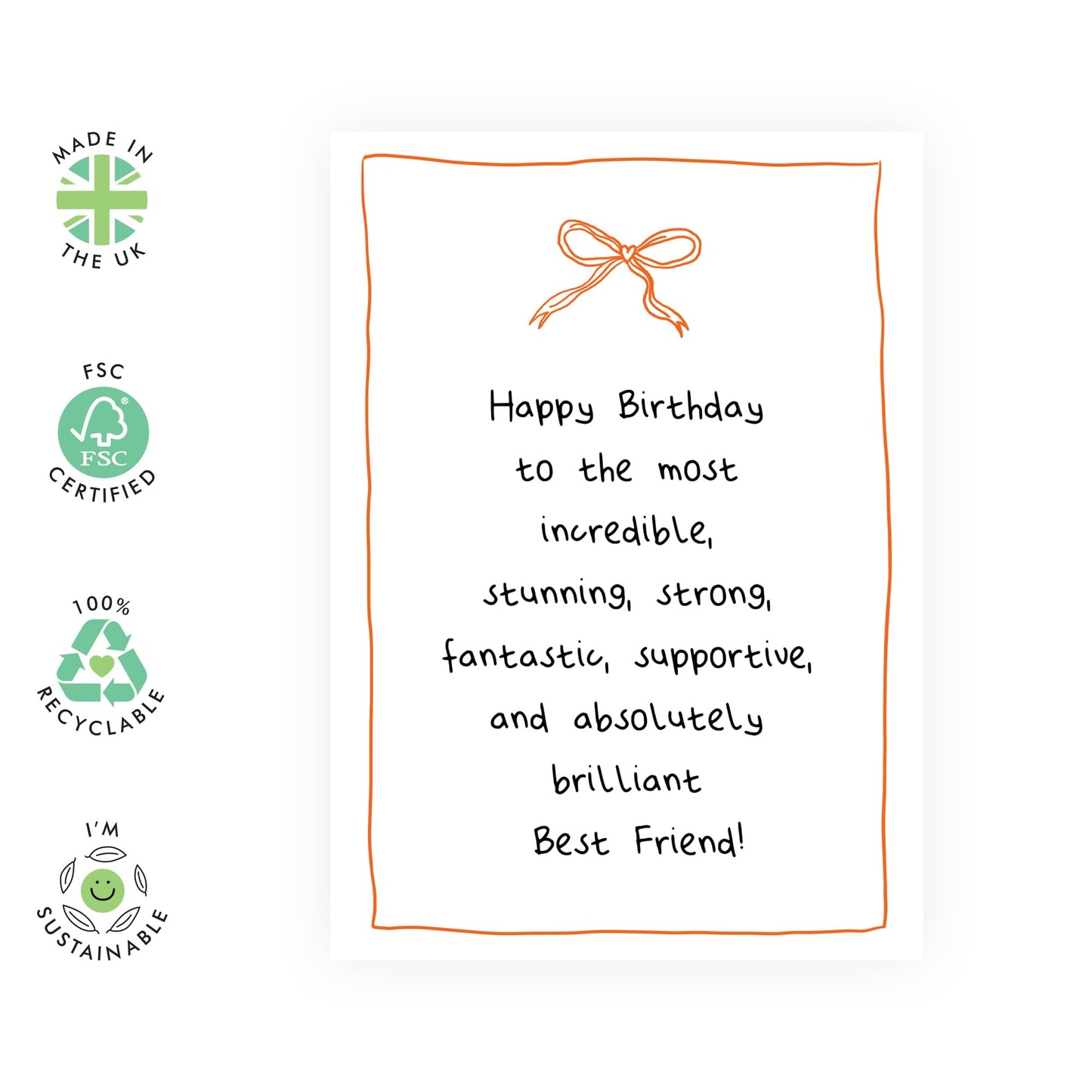 Birthday Cards For Bestfriend - Incredible Best Friend Bows - Sweet Birthday Cards For Women - Friendship Cards For Best Friend - Gifts For Her Him - Comes With Stickers - By Central 23