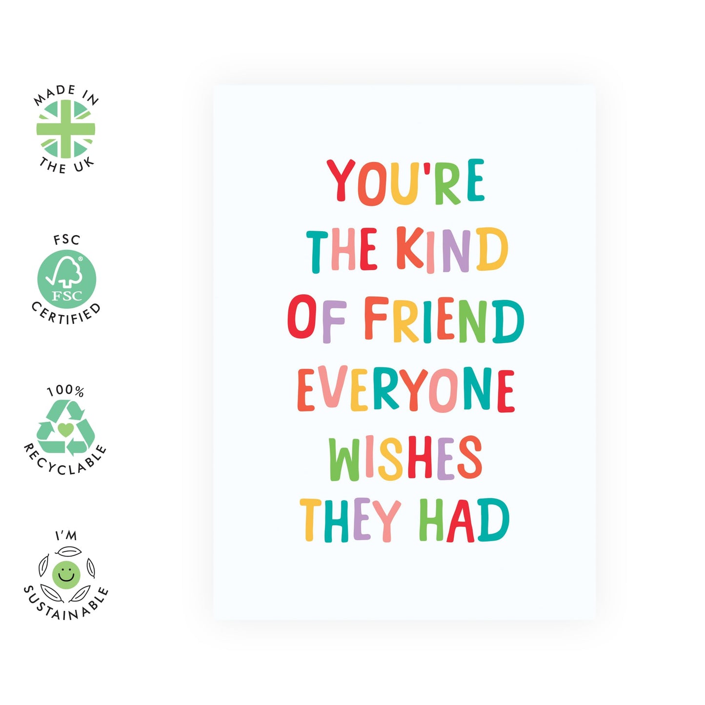 Friendly Birthday Card - 'Kind Of Friend' - Gifts for Friends, Besties, BFF, Girlfriends, Sister, Sis, Co-workers, Colleagues, Bruv, Mates - Having You As A Friend - Comes with Fun Stickers