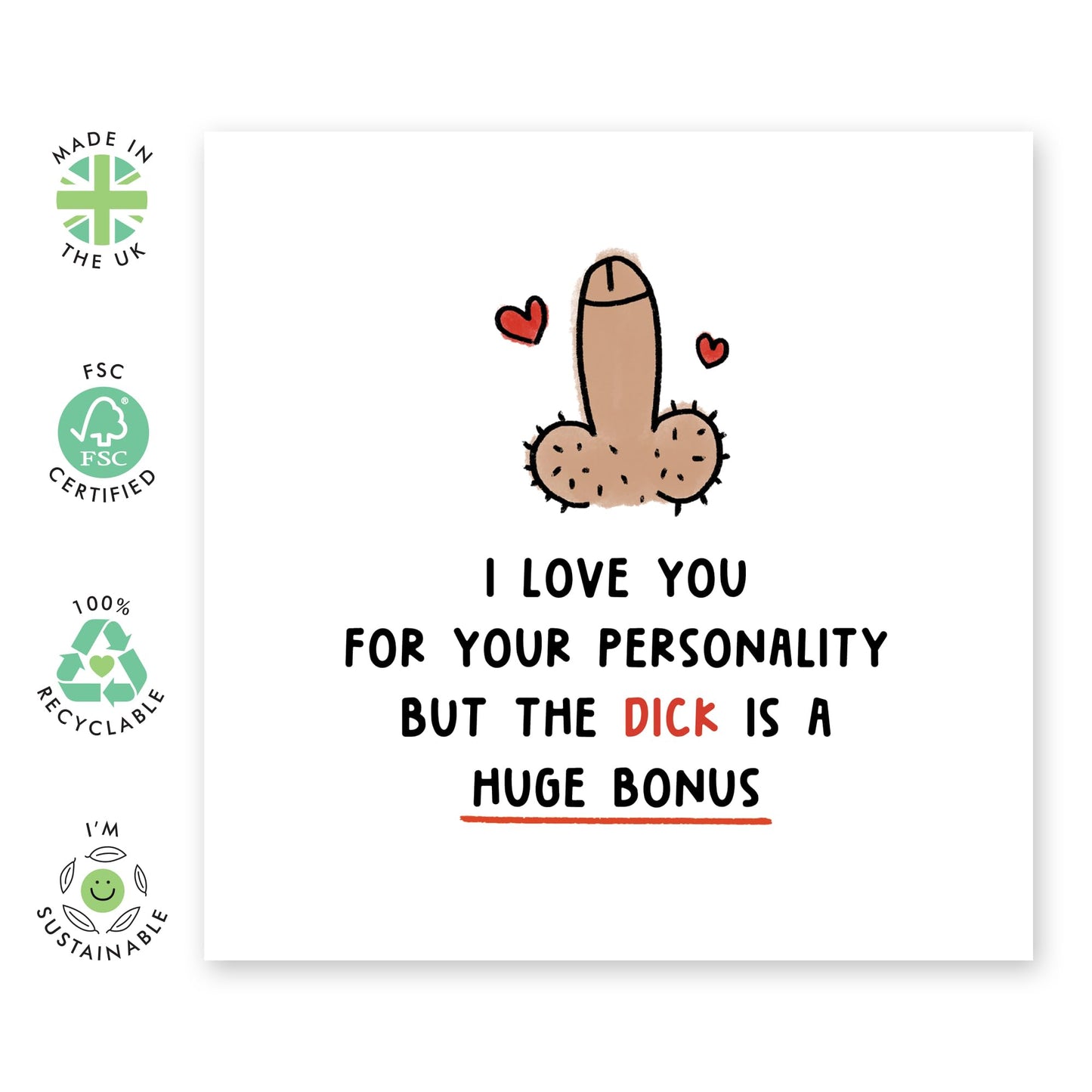 Naughty Birthday Cards For Men - Love You For Your Personality - Humorous Anniversary Card For Husband Boyfriend Fiance - Naughty Valentines Card For Him - Comes With Stickers - By Central 23