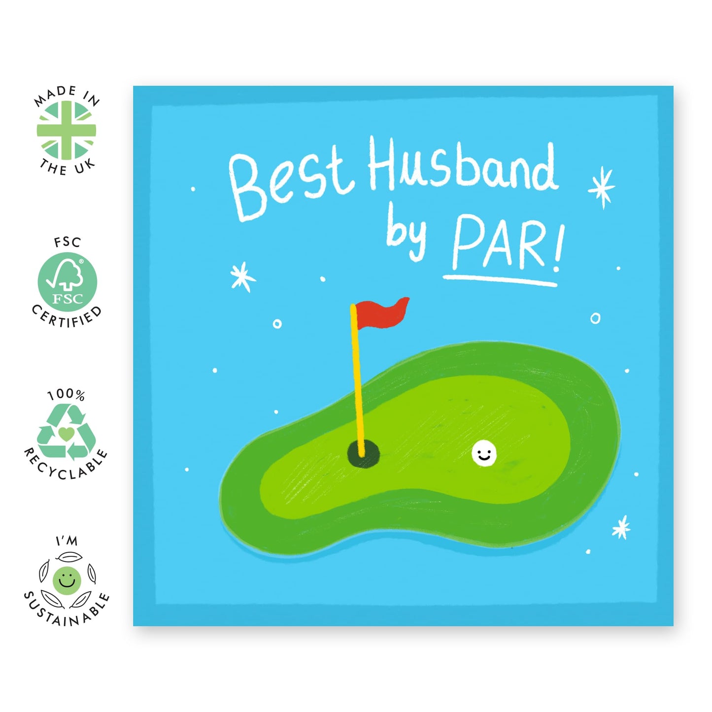 Husband Wedding Anniversary Card - Best Husband By Par - Funny Birthday Cards For Him - Golf Gifts For Men - Valentines Cards Husband - Comes With Stickers - By Central 23