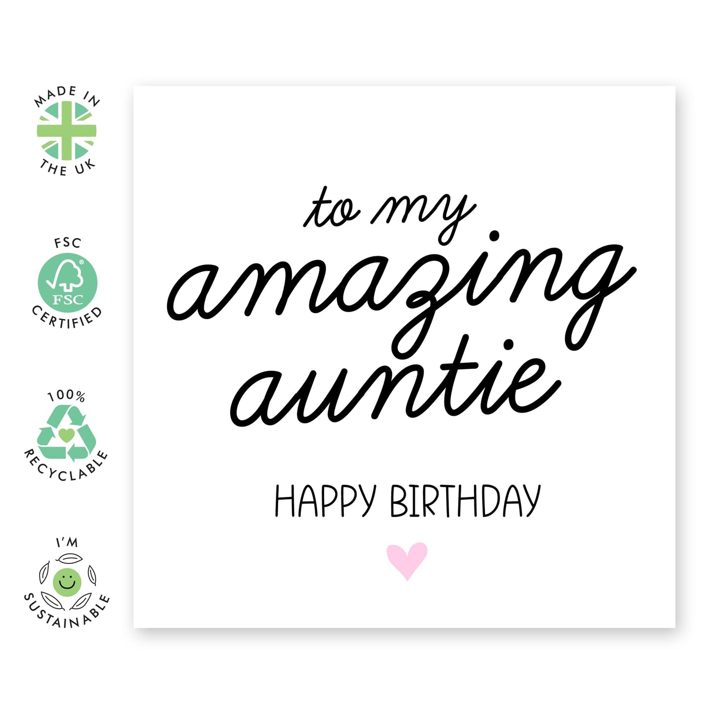 Auntie Birthday Card - To My Amazing Auntie - Birthday Gifts For Women From Niece Or Nephew - Aunt Aunty - Sweet Birthday Cards For Her - Comes With Stickers - By Central 23