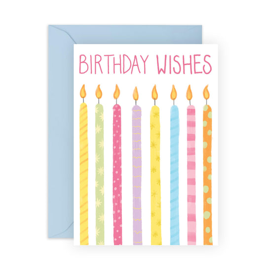 Candles Birthday Card - 'Birthday Wishes Candles' - Gifts for Best Friends, Besties, BFF,Girlfriends, Sister, Sis, Co-workers, Colleagues, Family - Make A Wish - Comes with Fun Stickers