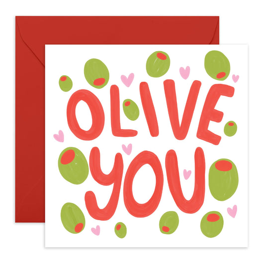 Happy Birthday Husband Card - Olive You - Funny Puns Humour - Boyfriend Birthday Card - Anniversary Card For Wife Girlfriend - Sweet Greeting Cards For Best Friend - Comes With Stickers By Central 23