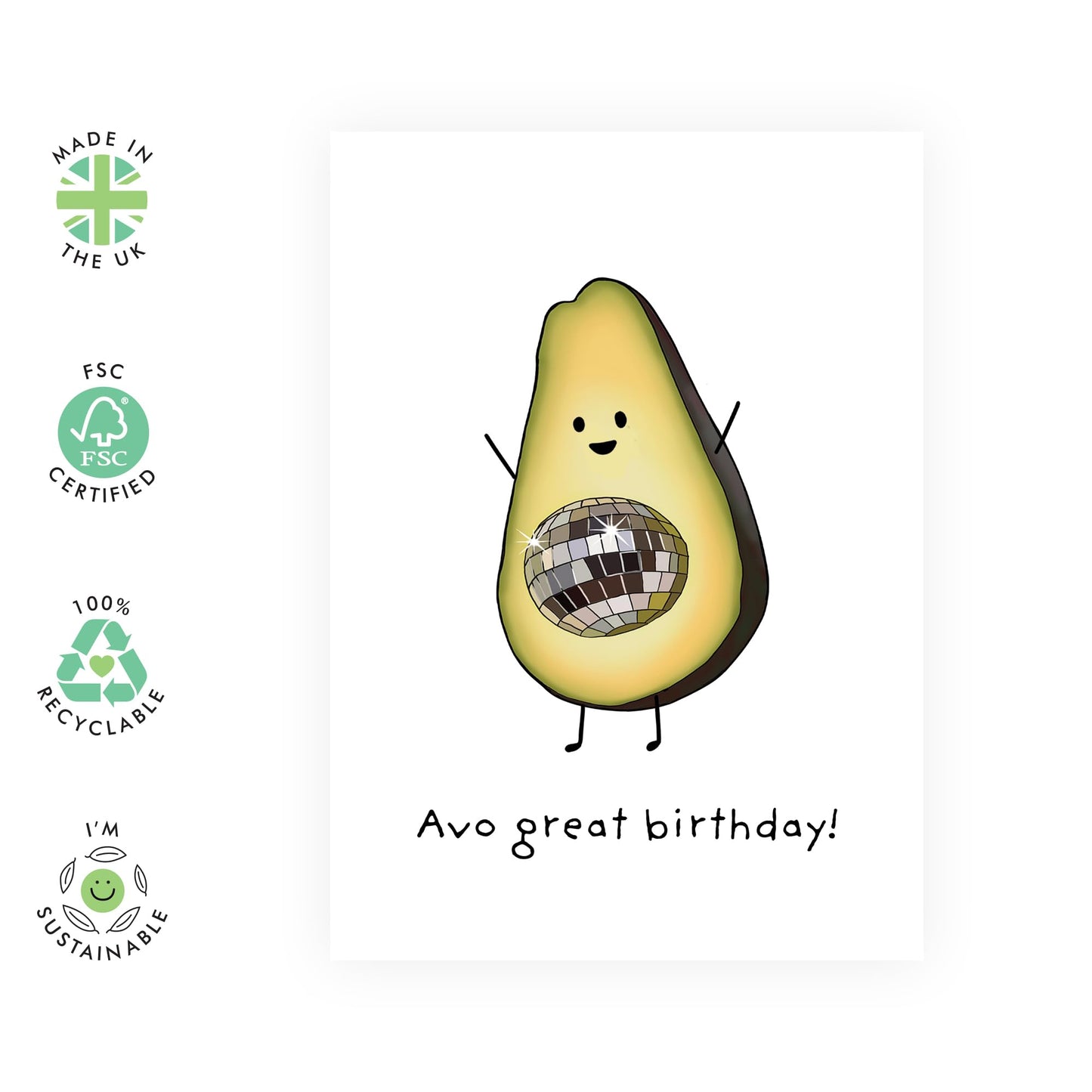 Avocado Birthday Party Card - 'Avo Birthday' - Gifts for Her, Him, Friends, Family - Healthy Eating - Comes with Fun Stickers