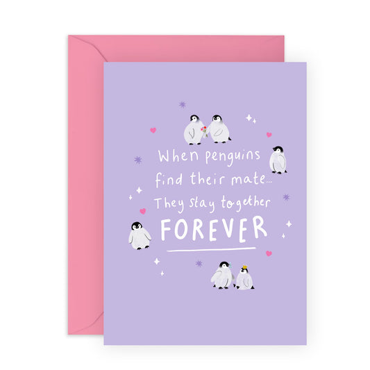 Lovely Greeting Card - 'PENGUIN COUPLES CUTE' - Perfect for Celebrating Love with a Sweet and Playful Touch - Ideal for Couples Who Appreciate an Endearing Message - Comes With Stickers By Central 23