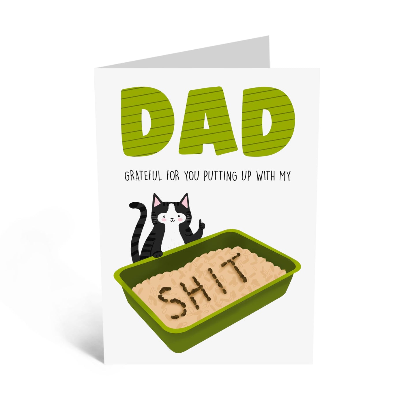 Greeting Card - PUTTING UP WITH MY SH*T CAT DAD - Perfect for Celebrating a Dad’s Love & Patience with a Touch of Humor - Ideal for Adding Fun to His Special Day - Comes With Stickers By Central 23