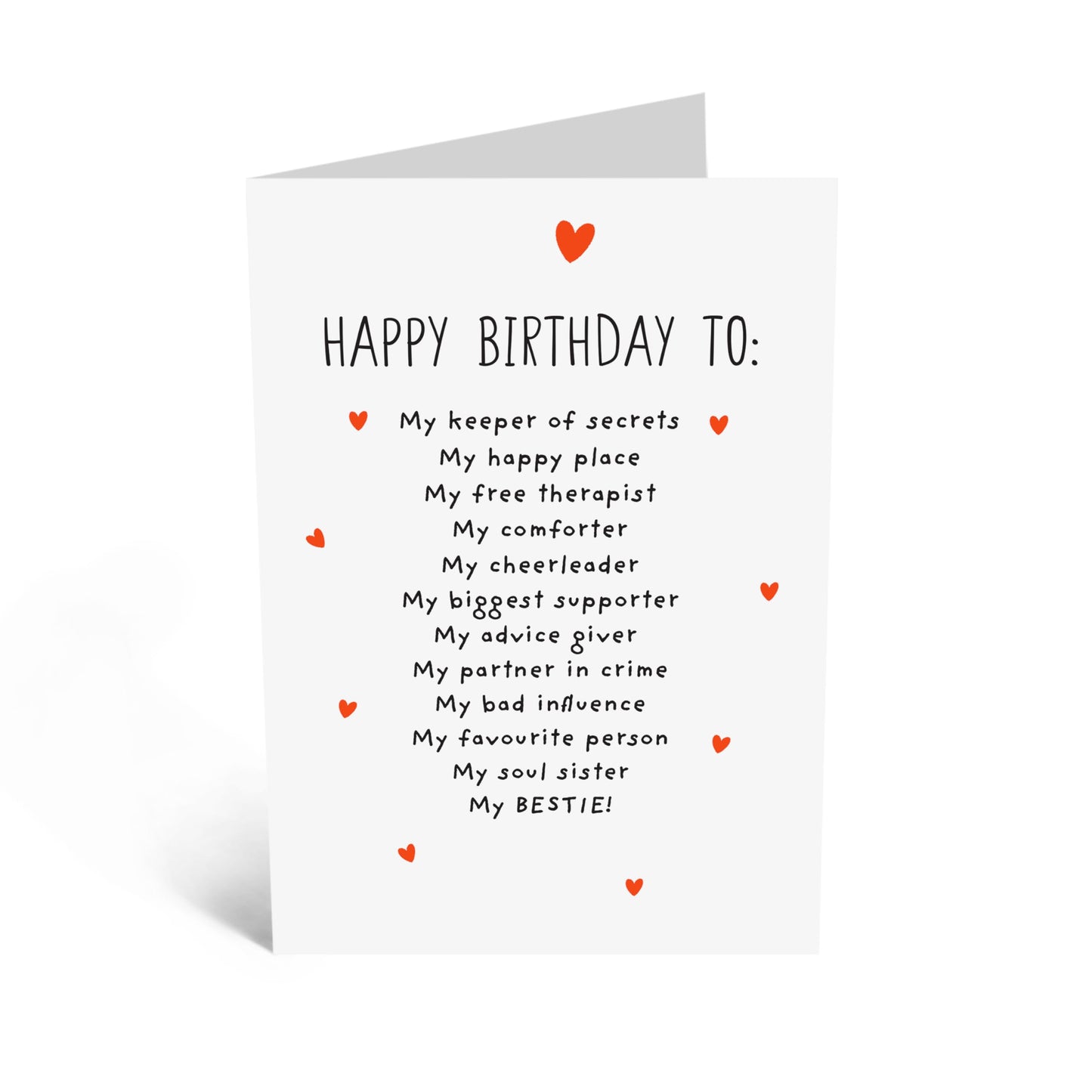 Greeting Card - 'Bestie, You're My' - For Your Best Friend - Ideal for Expressing Friendship, Love and Appreciation - Perfect for Any Occasion - Comes with Fun Stickers by Central 23
