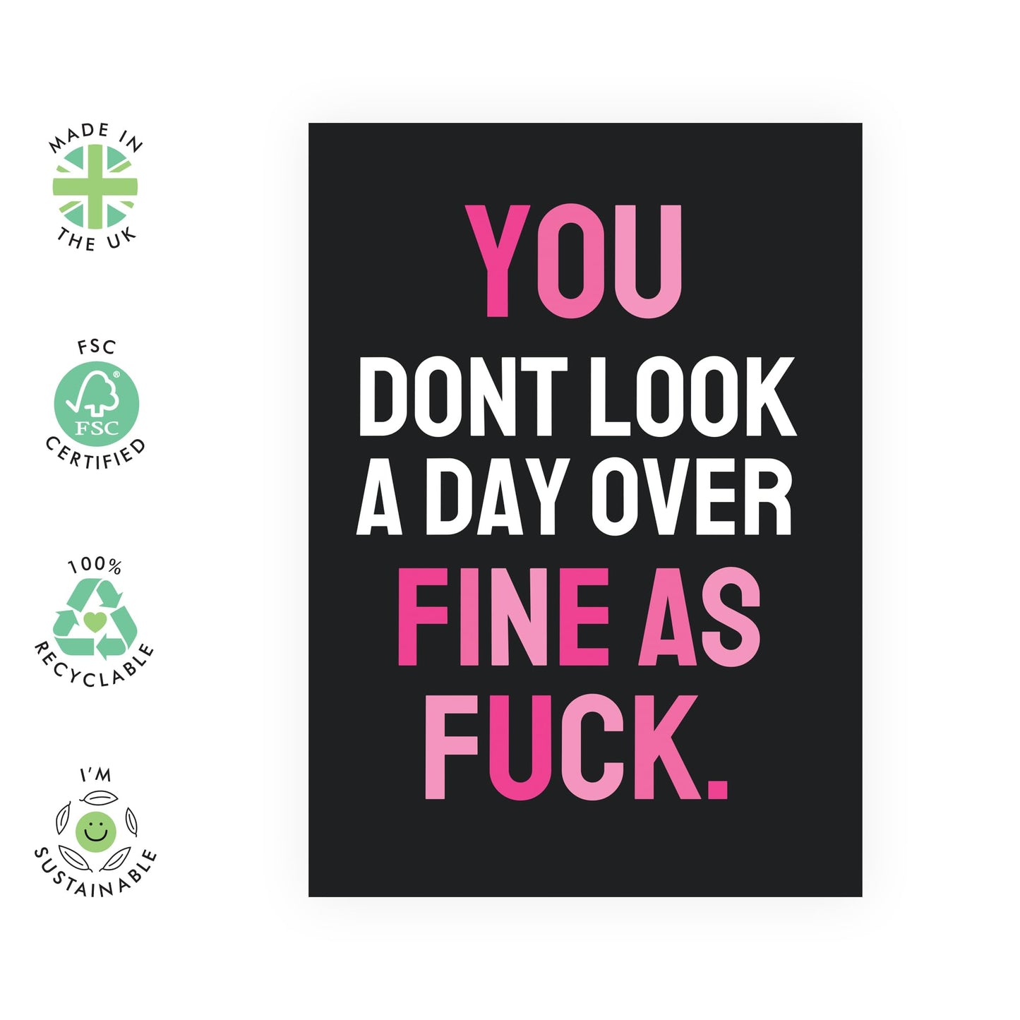 Rude Birthday Cards For Women - A Day Over Fine As F*ck - Funny Greeting Card For Mum Sister Daughter Girlfriend - Wife Birthday Card - Comes With Stickers - By Central 23