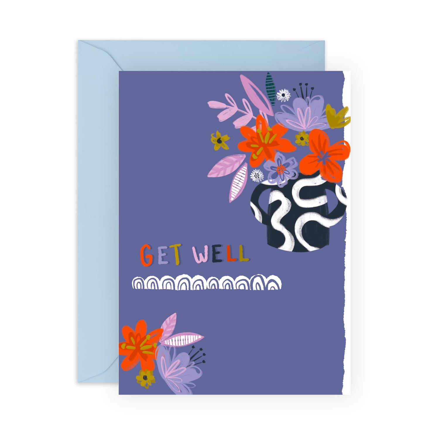 Sympathy Card For Her - Get Well Purple Bouquet - Sorry For Your Loss - Get Well Soon Gifts For Men And Women - Floral - Comes With Fun Stickers - By Central 23