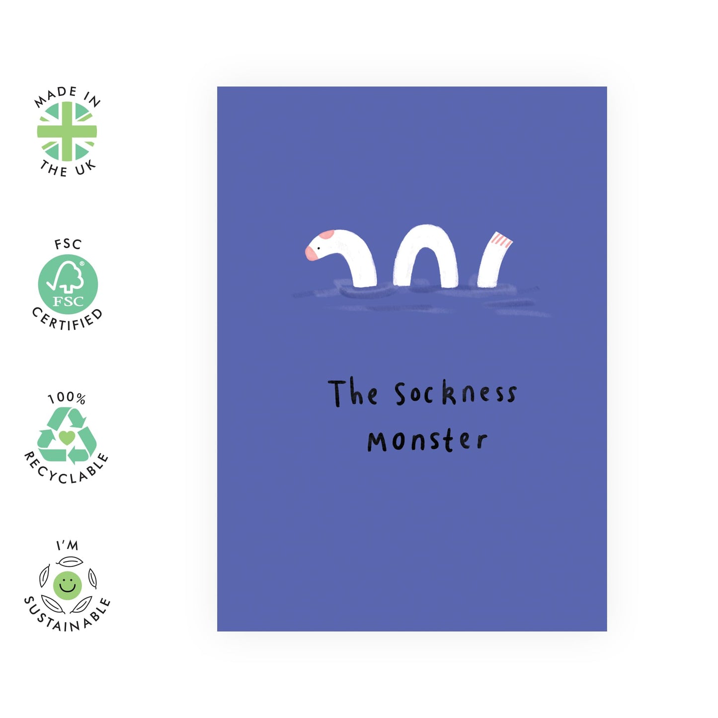 Funny Birthday Card About Adulthood - 'Sockness Monster' - Hilarious Gifts for BFF, Friends, Girlfriend, Sister, Coleagues, Family, Co-workers, Bruv, Mum, Dad - Oldies - Comes with Fun Stickers