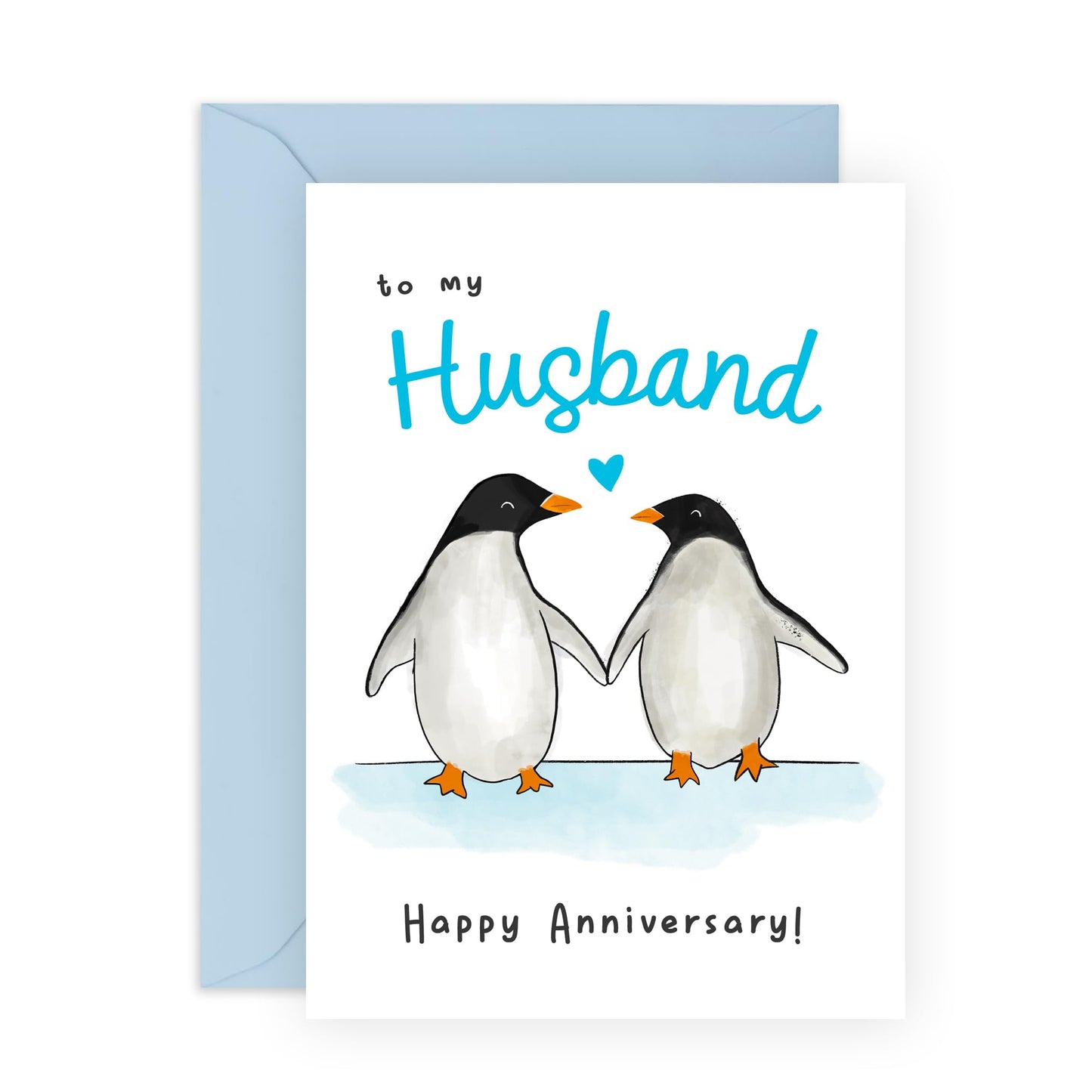 Husband Anniversary Card From Wife - To My Husband - Wedding Anniversary Card For Couple - Penguin Gifts For Him Men - Comes With Fun Stickers - By Central 23