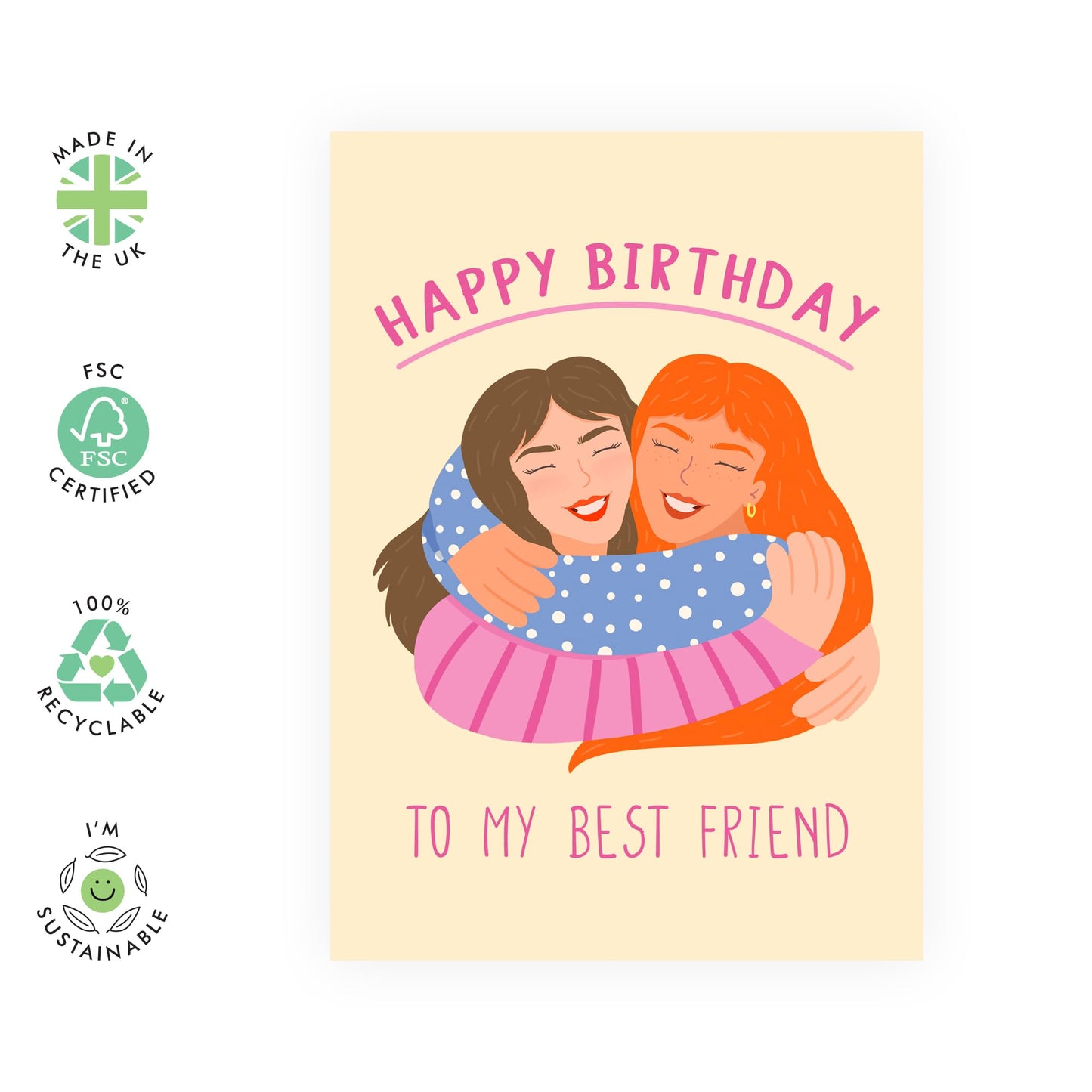 Best Friend Birthday Card For Women - Happy Birthday Best Friend - Heartfelt Greeting Cards For Friends Bestie Bff - Gifts For Her Female Girlfriends - Comes With Fun Stickers By Central 23