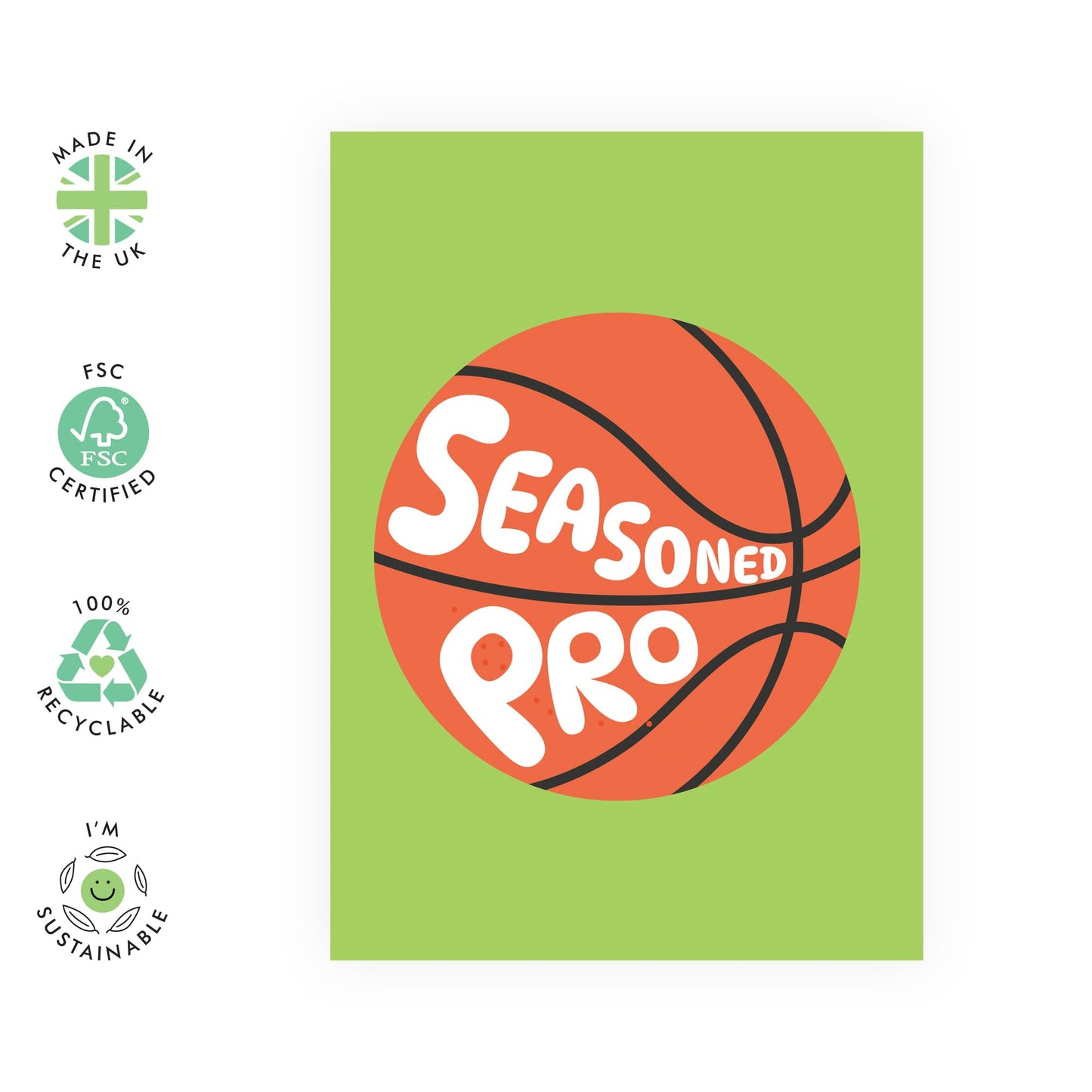 Basketball Greeting Cards For Men - Seasoned Pro - Funny Birthday Cards For Husband Boyfriend Brother Dad - Cheeky All Occasion Cards For Him - Comes With Stickers - By Central 23