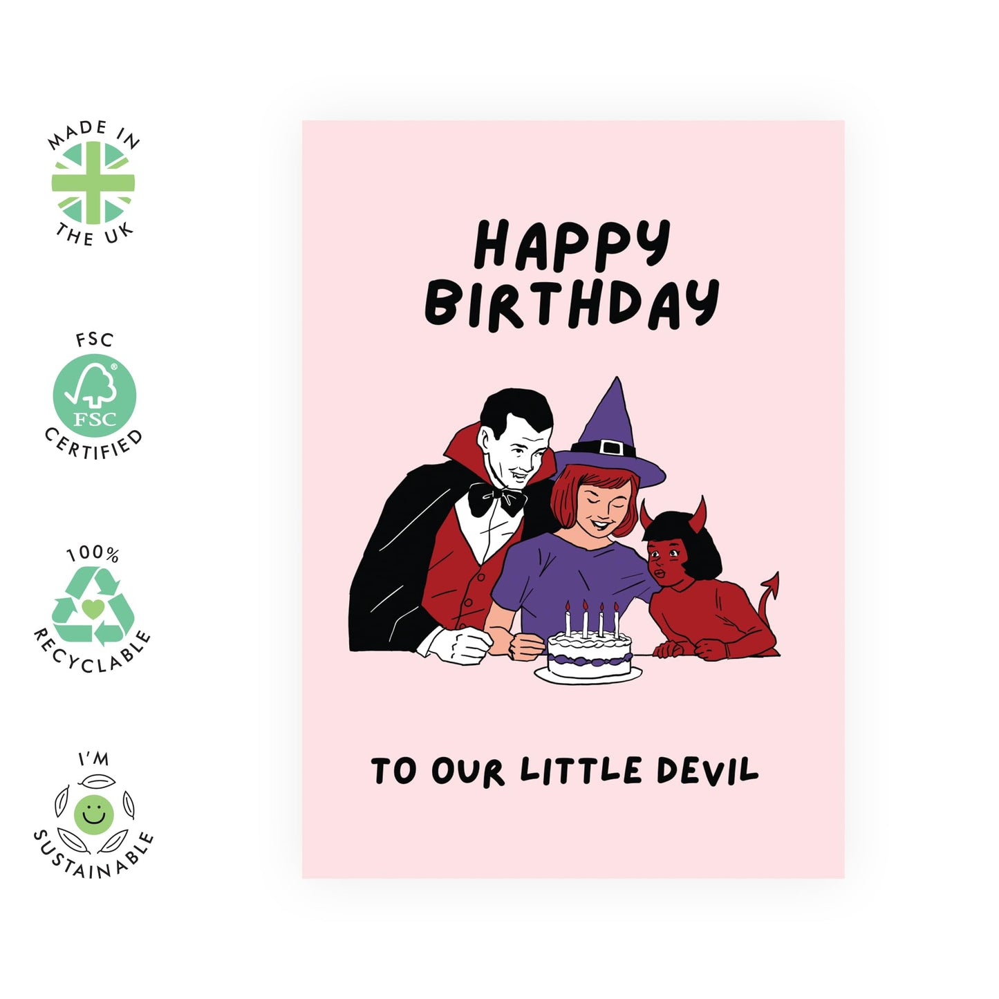 Daughter Birthday Cards Funny - Happy Birthday To Our Little Devil - Dark Humour - Vampire Witch Birthday Cards For Friends Men Women - Bday Gifts For Him Her - Comes With Fun Stickers By Central 23