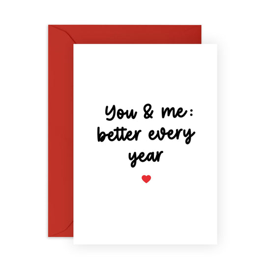 Boyfriend Birthday Card - You And Me Better Every Year - Sweet Anniversary Card For Him - For Husband Wife Girlfriend - Partner Birthday Card - Comes With Stickers - By Central 23