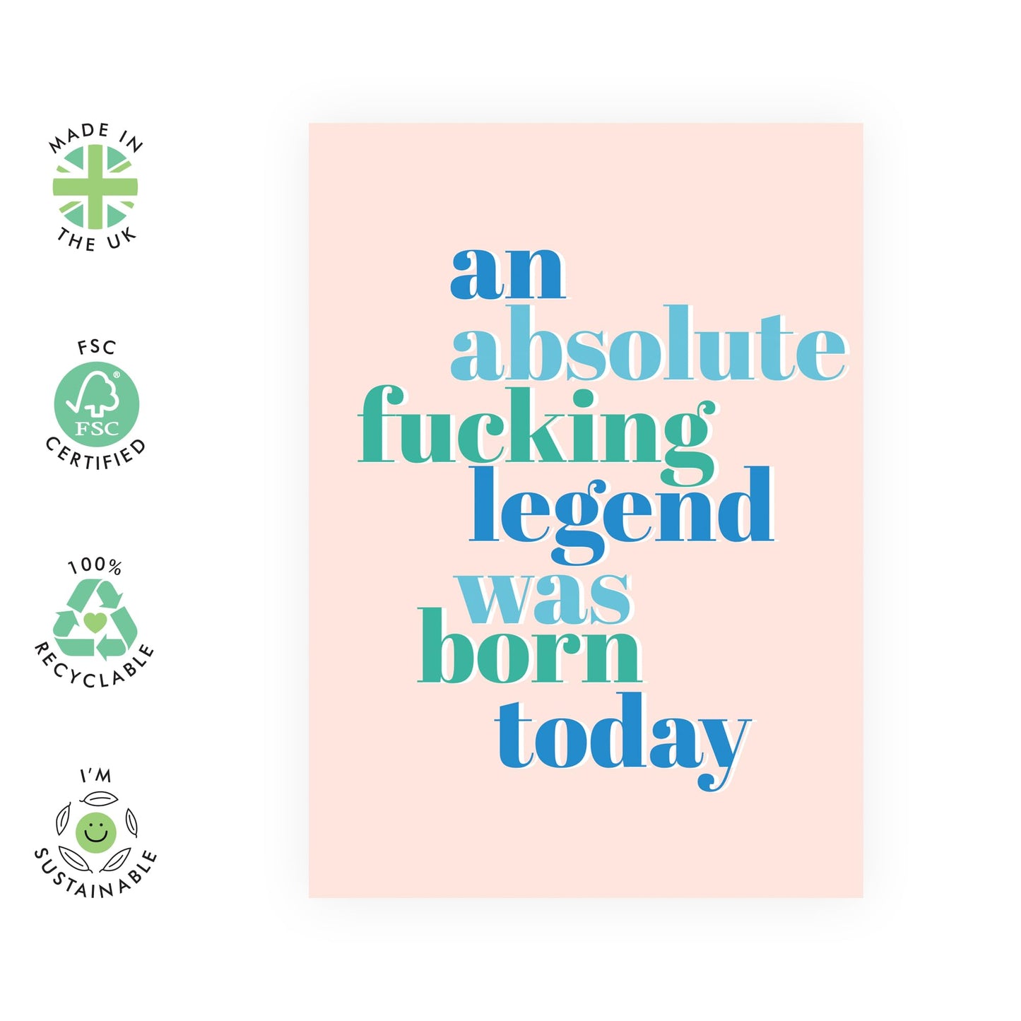 Wife Mothers Day Card From Husband - Absolute Legend Was Born Today - Birthday Cards For Girlfriend Boyfriend Mum Dad - Gifts For Him Her Men Women - Comes With Fun Stickers By Central 23