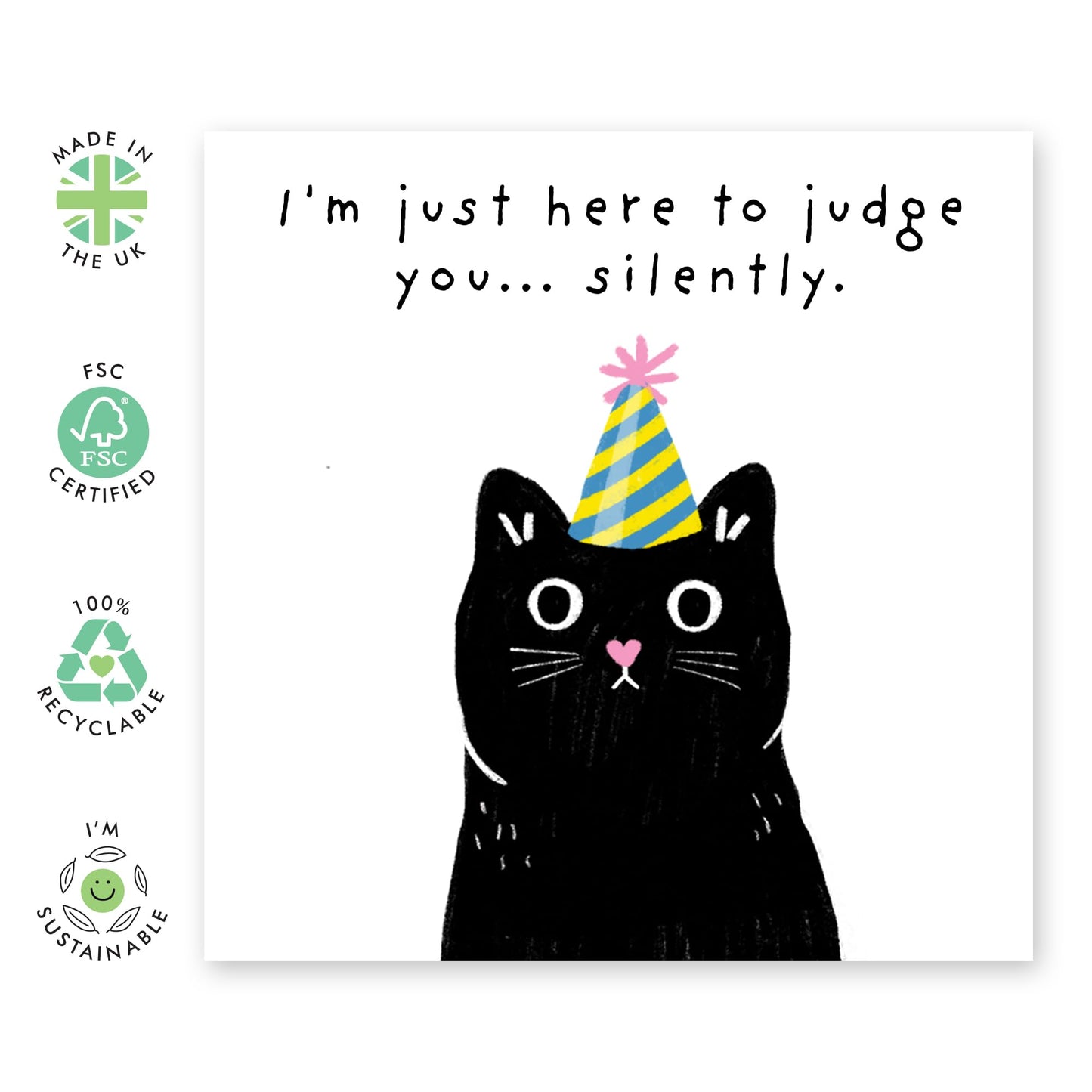 Funny Birthday Card - 'I JUDGE YOU SILENTLY, CAT!' - Perfect for Celebrating Cat Lovers' Special Day with Humor - Ideal for Friends Family Besties BFFs Cat Owners - Comes With Stickers By Central 23