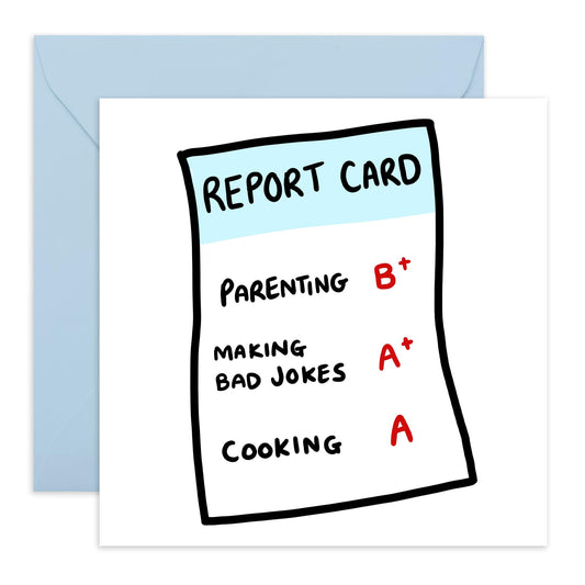 Funny Birthday Cards For Mum & Dad - Parent Report Card - Hilarious Gifts for Mama, Mummy, Ma, Pop, Daddy, Him, Her- Mother's Day Father's Day Card from Son or Daughter - Comes With Stickers