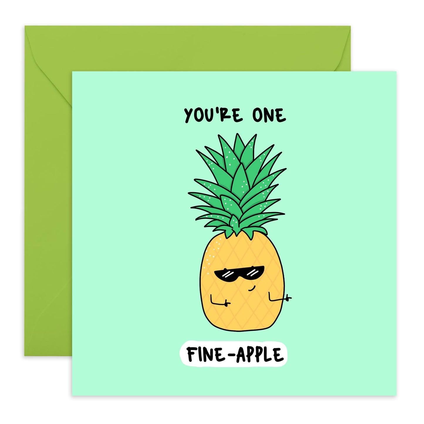 Punny Greeting Card - 'YOU'RE ONE FINE-APPLE' - Perfect for Adding a Fun and Fruitful Touch to Any Occasion - Ideal for Him, Her, Friends, Family, Colleagues - Comes With Stickers By Central 23
