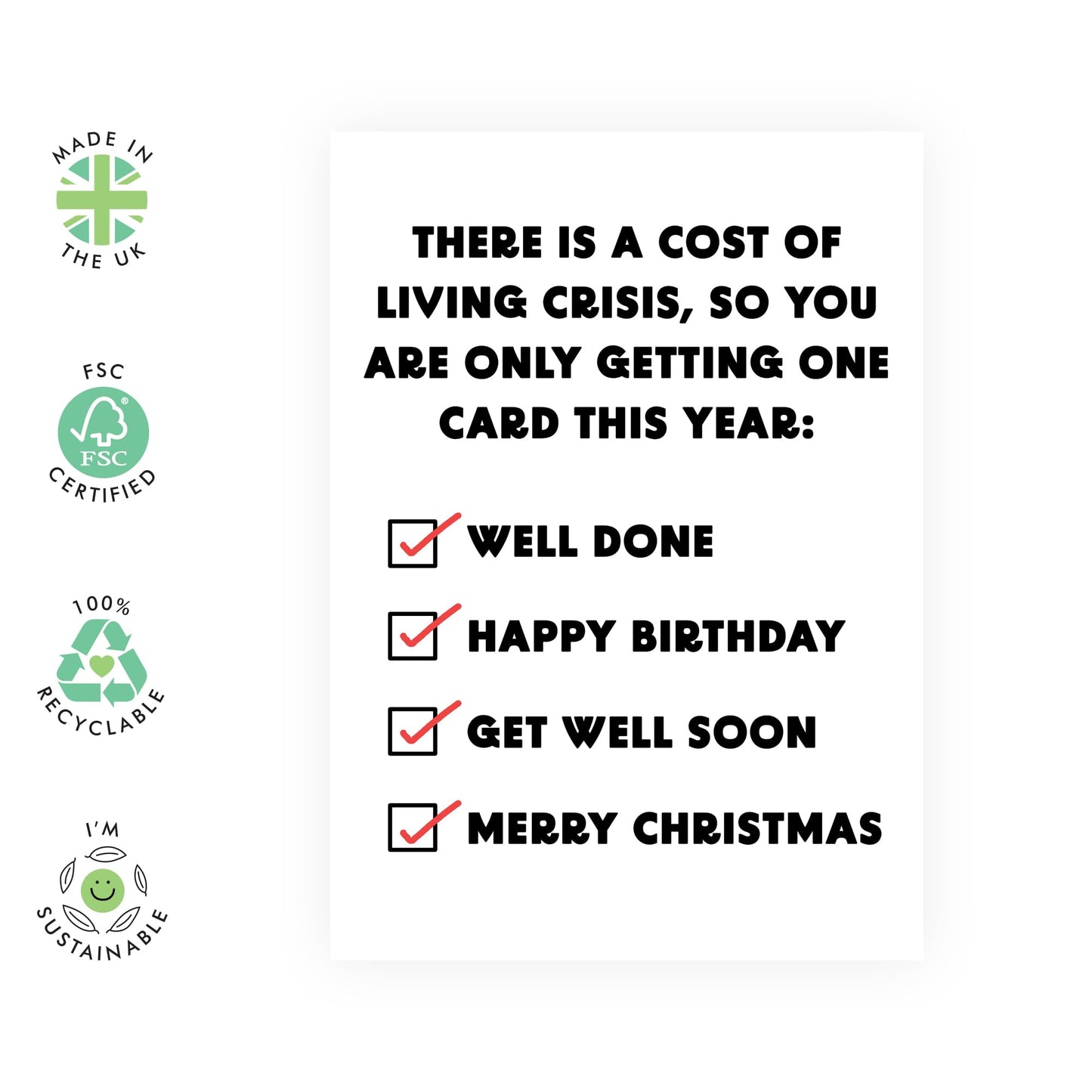 Funny Birthday Card For Him Her - Only One Card This Year - Congratulations Well Done - Christmas Cards - Get Well Soon Card - Comes With Fun Stickers By Central 23