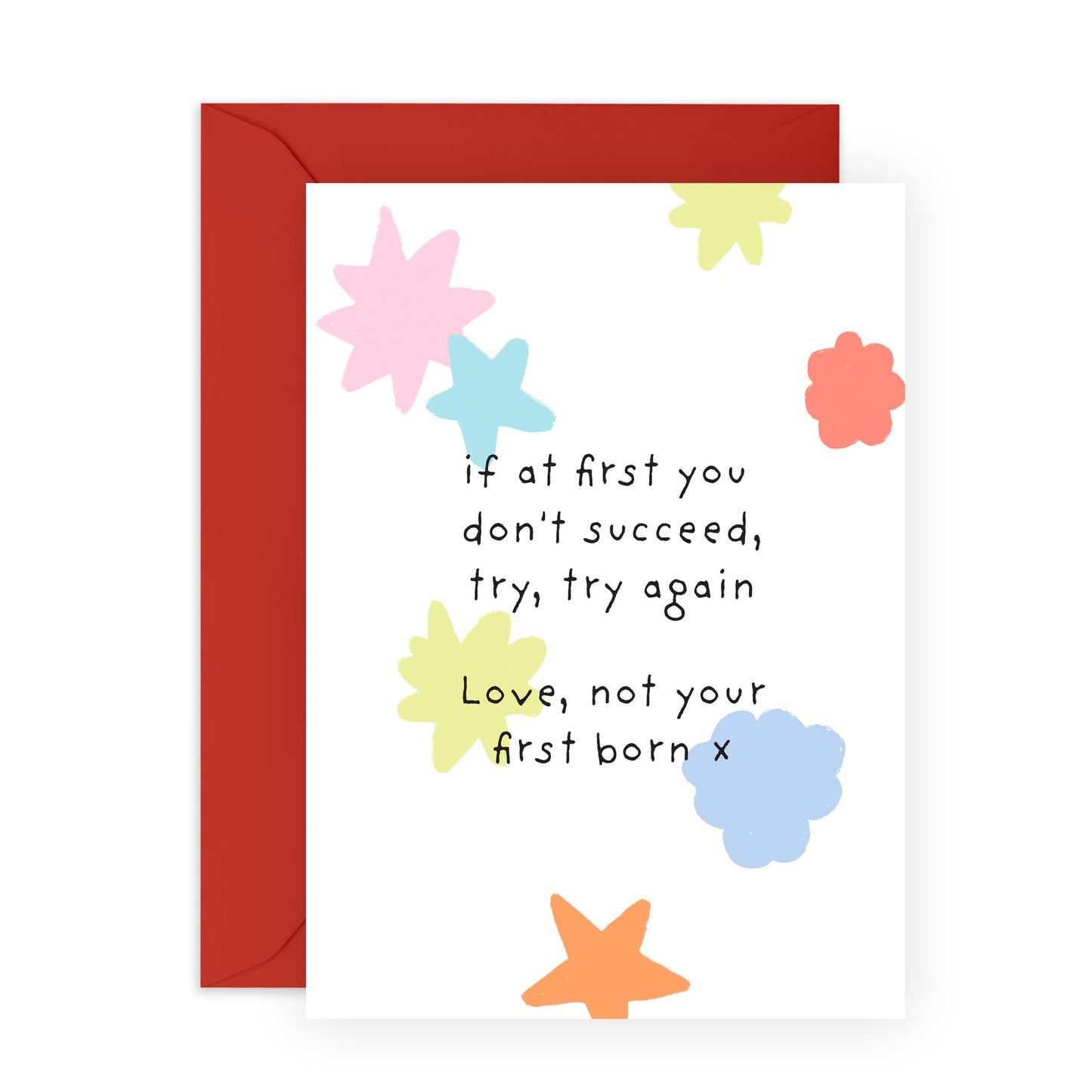 Well Done Card - If At First You Don't Succeed, Try - You Can Do It Good Luck Greeting Cards And Envelopes - Congratulations Gifts For Mum Dad - Comes With Stickers By Central 23