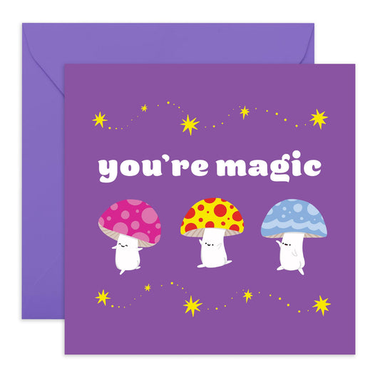 Funny Anniversary Card Him - You're Magic Mushrooms Purple - Husband Birthday Card - Boyfriend Birthday Card - Valentine's Day Card Men - Friendship Cards - Comes With Fun Stickers By Central 23