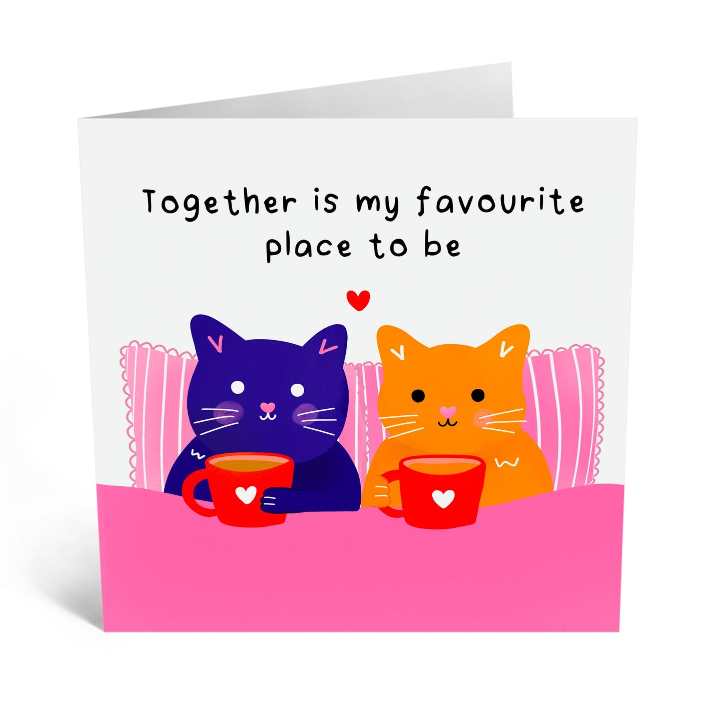 Romantic Greeting Card For Him or Her - 'Cat Favourite Place To Be' - Gifts for Couples, Wife, Husband, Boyfriend, Girlfriend, Babe, Cat Parents - Valentines Day - Comes with Fun Stickers