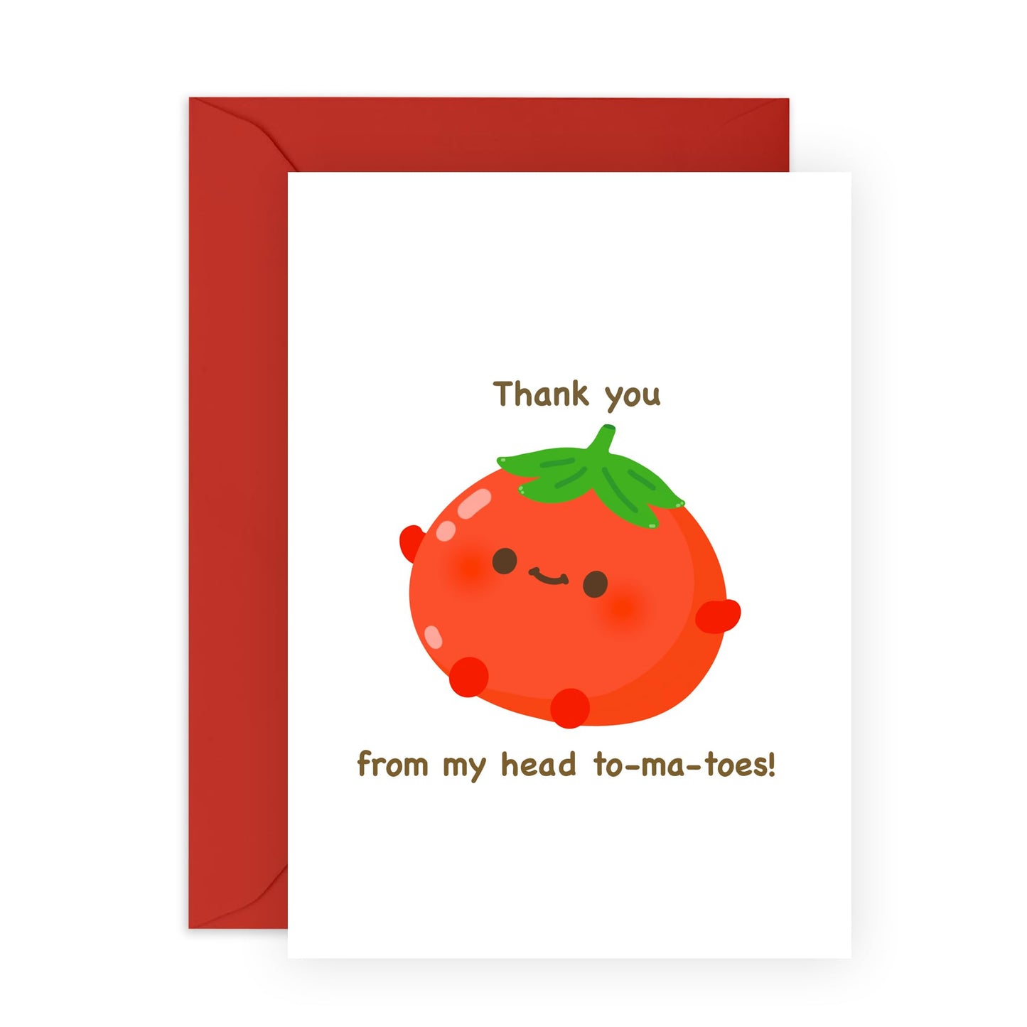 Humorous Thank You Cards - From My Head To-ma-toes - Food Pun Humour - Funny Appreciation Cards For Mum Dad Brother Sister - Gifts For Him Her - Comes With Stickers - By Central 23