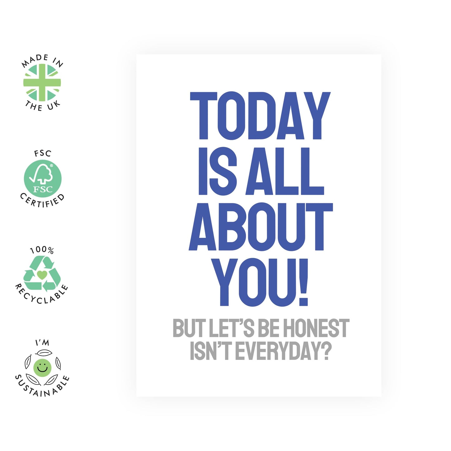 Brother Birthday Cards - Today Is All About You - Funny Greeting Cards For Men - For Dad Son Boyfriend - Husband Birthday Cards - Comes With Stickers And Envelope - By Central 23