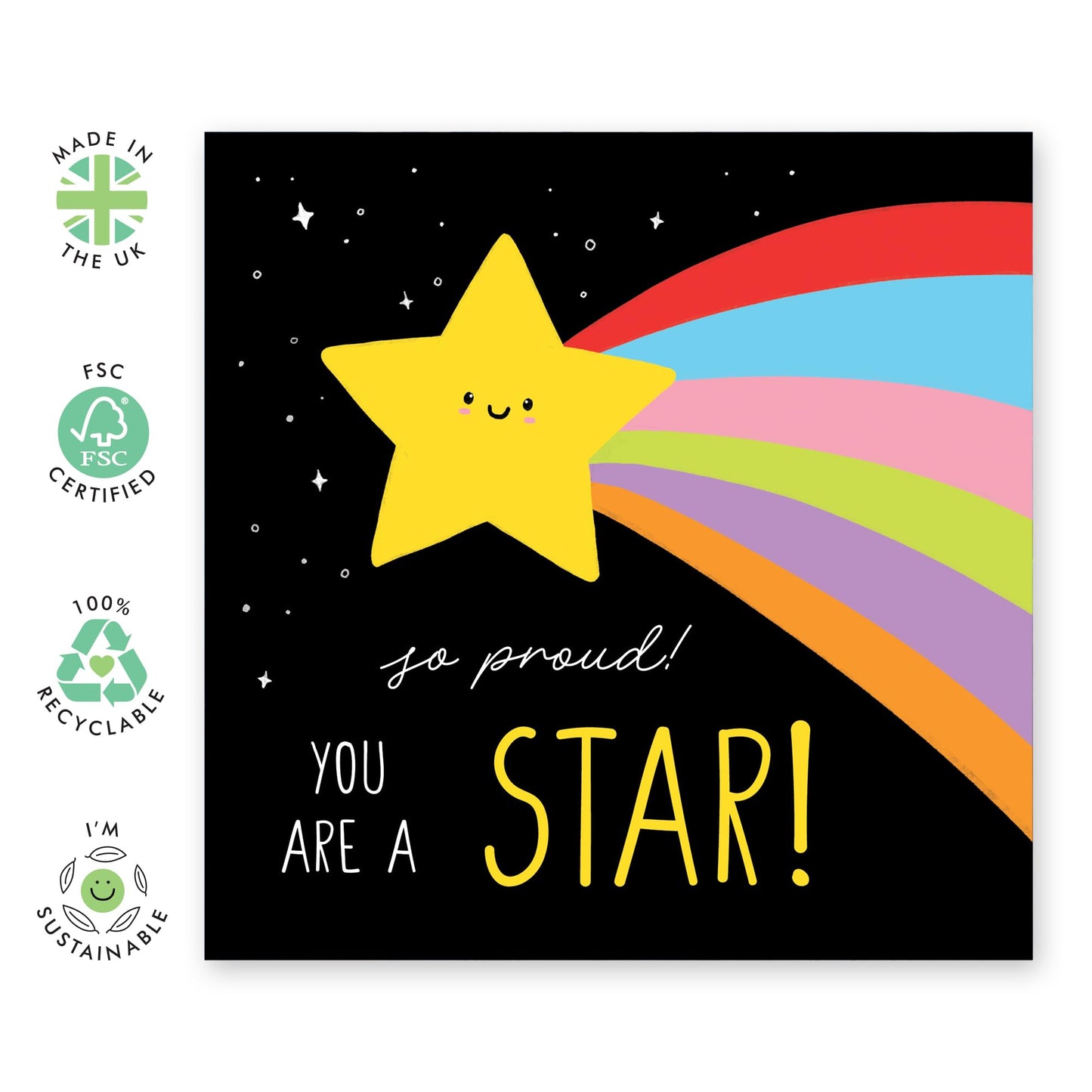 Congratulations Birthday Card - 'You Are A Star' - Gifts for Son, Daughter, Friends, Colleagues, Co-workers, Students, Employees - Proud of You - Comes with Fun Stickers