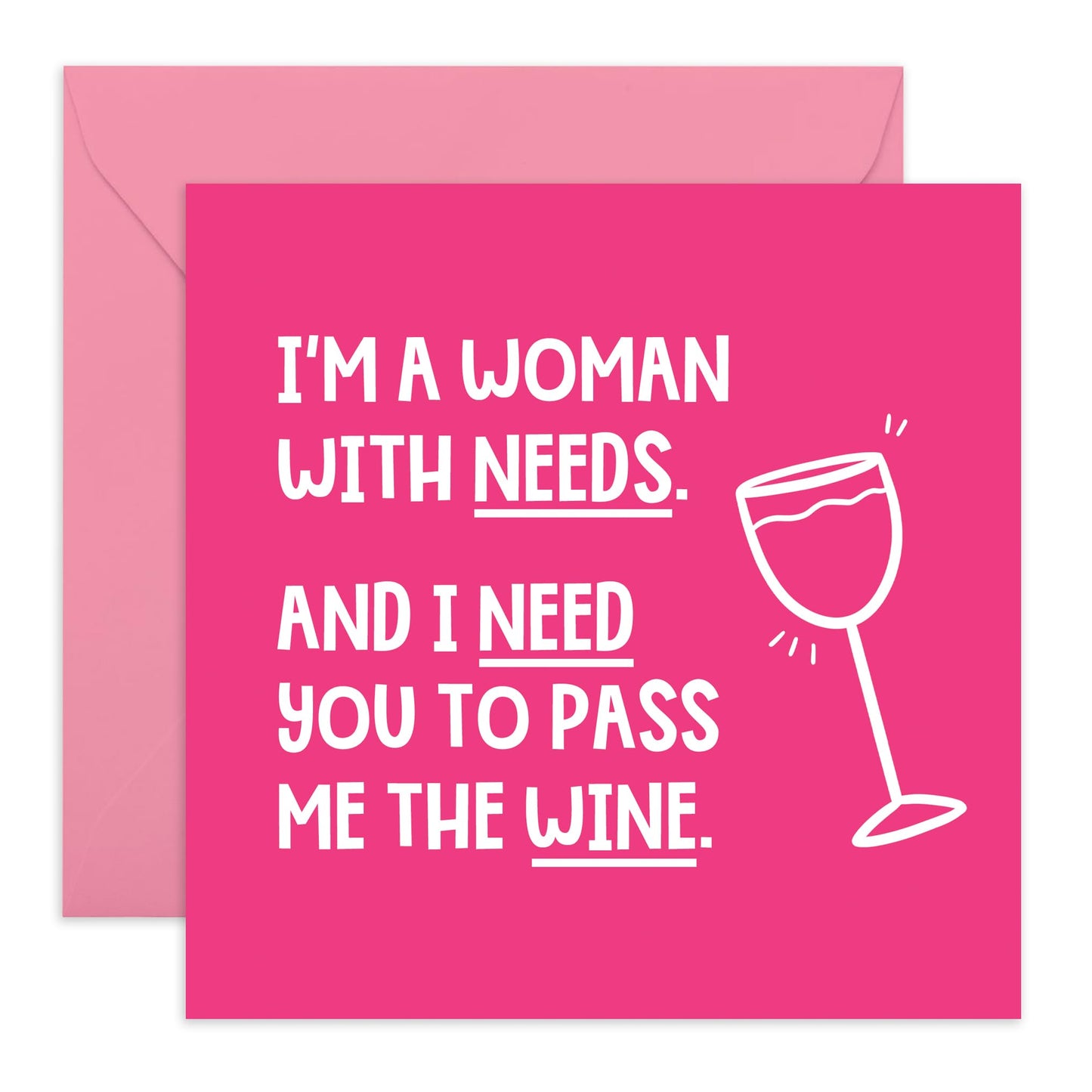Funny Happy Birthday Card - 'Women Need Wine' - Gifts for Ladies, Girlfriends, Besties, Best Friend, Sister, Cousin,. Colleague, Co-worker - I Need A Drink- Comes with Fun Stickers