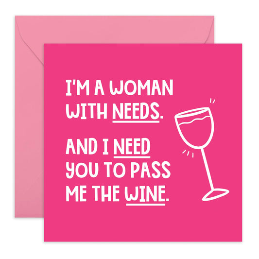 Funny Happy Birthday Card - 'Women Need Wine' - Gifts for Ladies, Girlfriends, Besties, Best Friend, Sister, Cousin,. Colleague, Co-worker - I Need A Drink- Comes with Fun Stickers