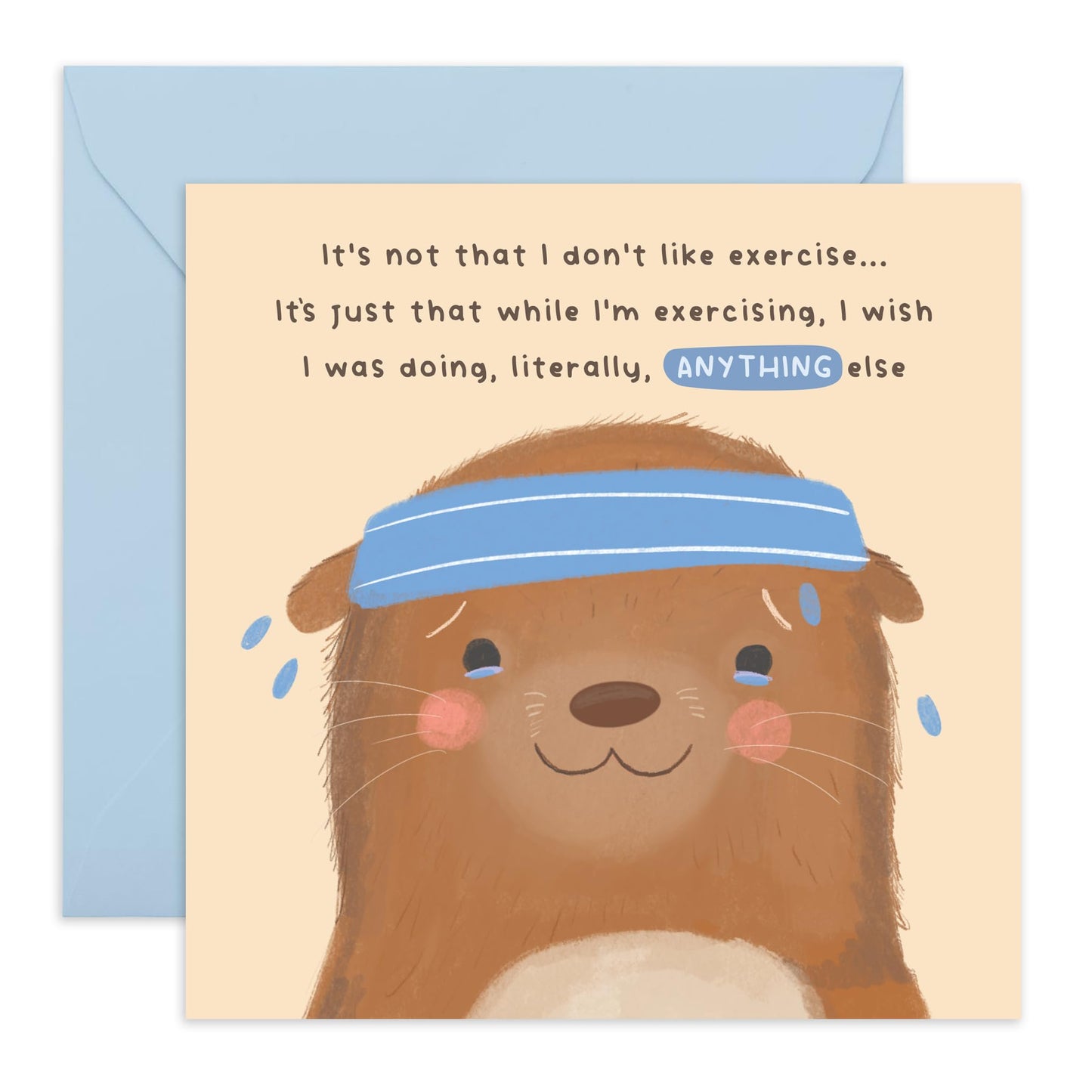 Funny Birthday Cards For Women Men Him Her - Hate Running Otter - Cute Otter Card And Envelope - Funny Greeting Cards For Friends Wife Partner Girlfriend - Comes With Cute Stickers By Central 23