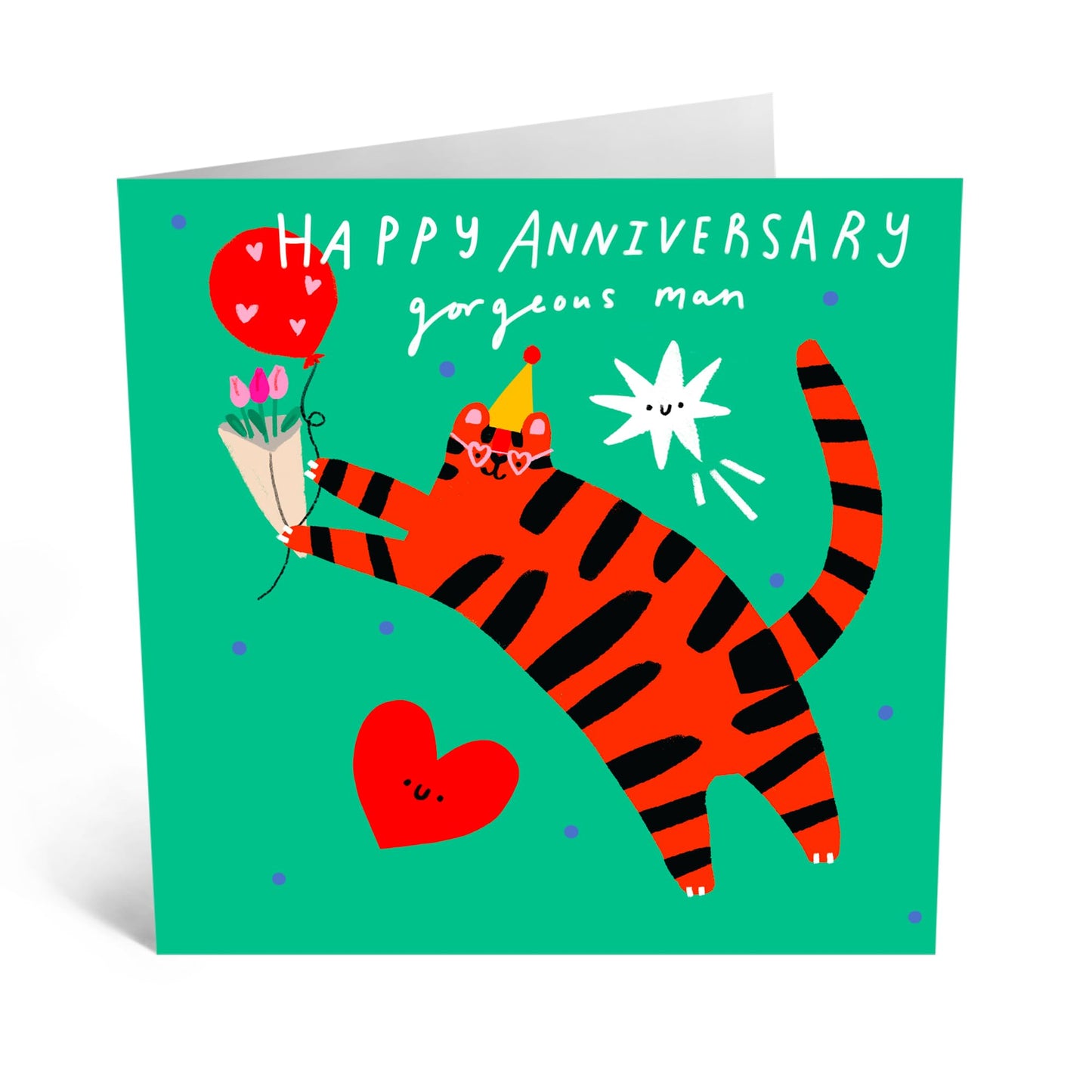 Anniversary Greeting Card - 'TIGER HAPPY ANNI' - Perfect for Celebrating with a Bold, Tiger Design - Ideal for Adding a Wild Joy and Excitement to Your Special Day - Comes With Stickers By Central 23