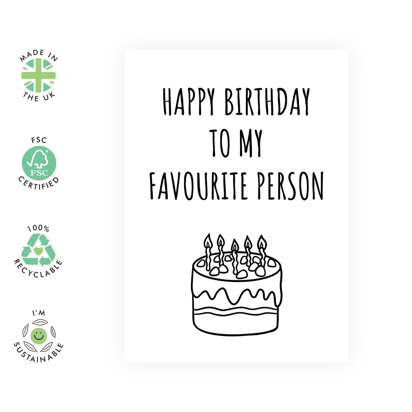 Sweet Birthday Card For Men Women - To My Favourite Person - Birthday Card For Wife Husband Girlfriend Boyfriend - Birthday Gifts For Friends - Comes With Stickers - By Central 23